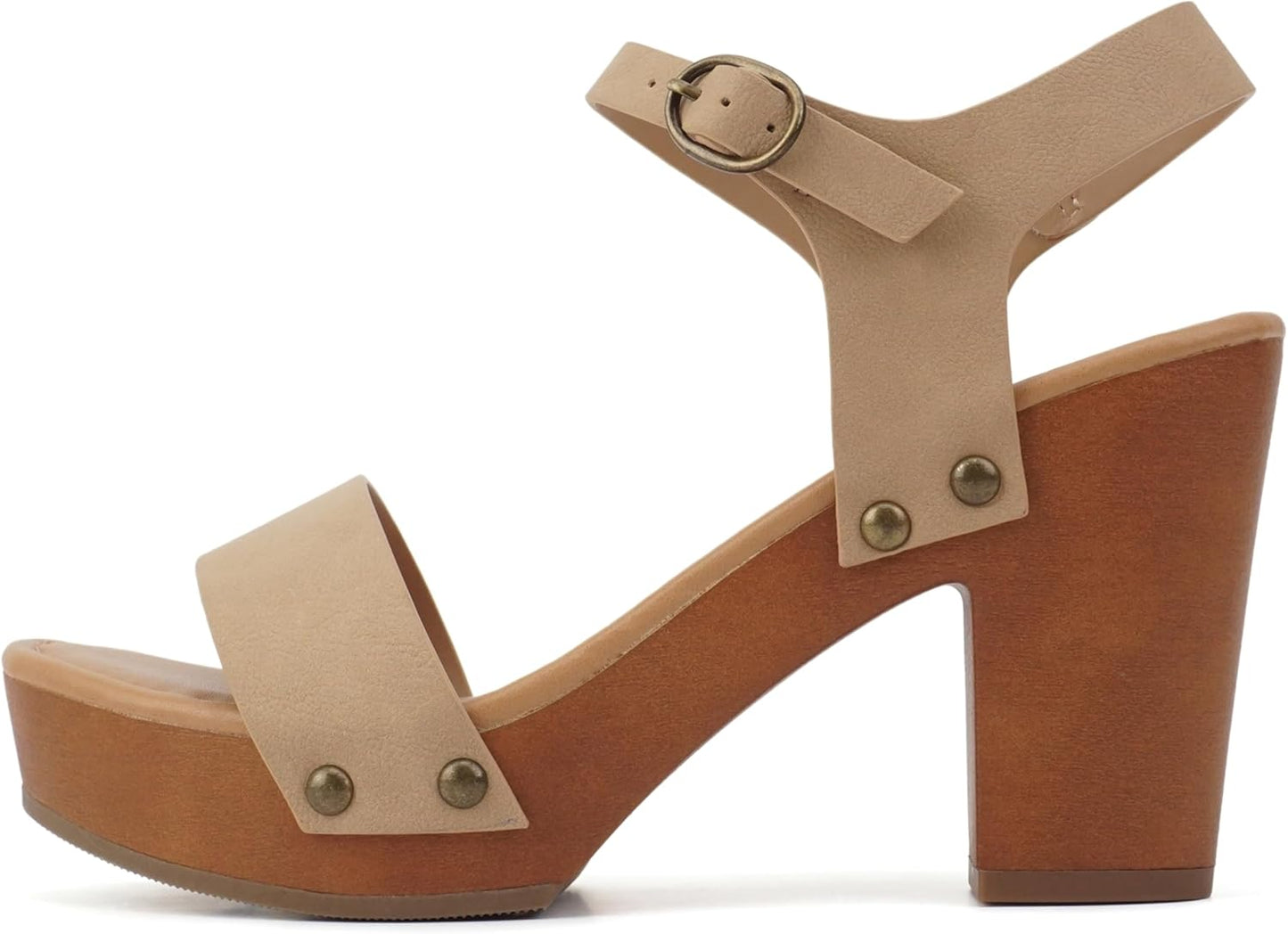 Soda Women's Bold Buckles Studded Wedge Sandal for Style