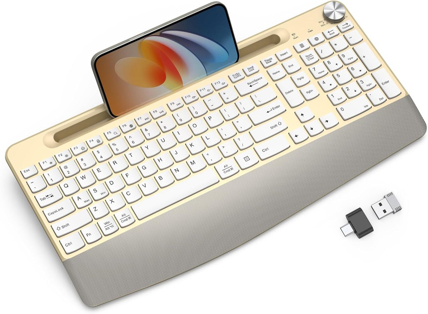 Ergonomic Wireless Keyboard with Wrist Rest for Comfort and Style