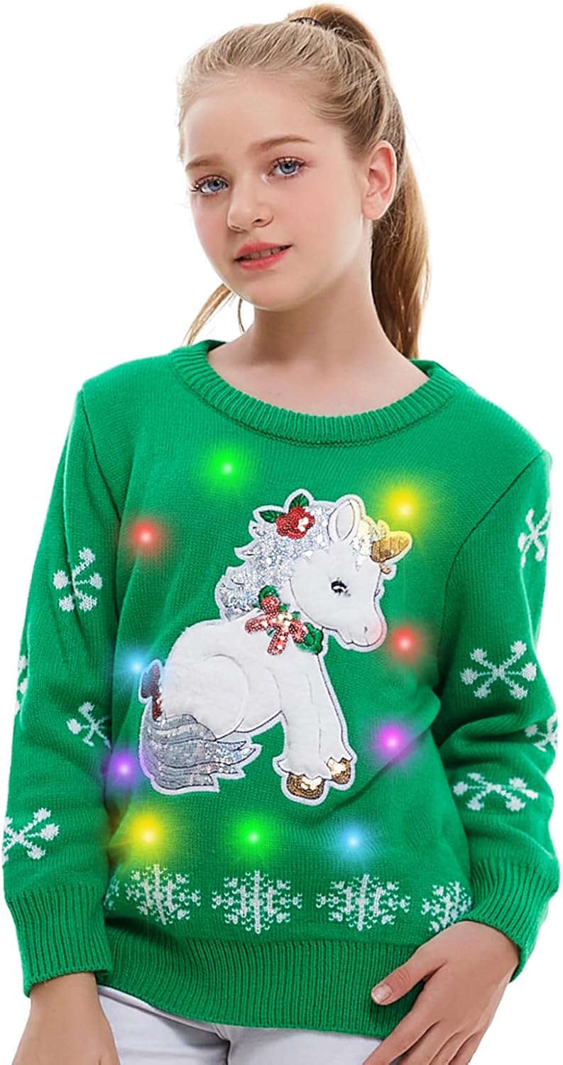 Light Up Child Christmas Knitted Sweater for Holiday Fun
