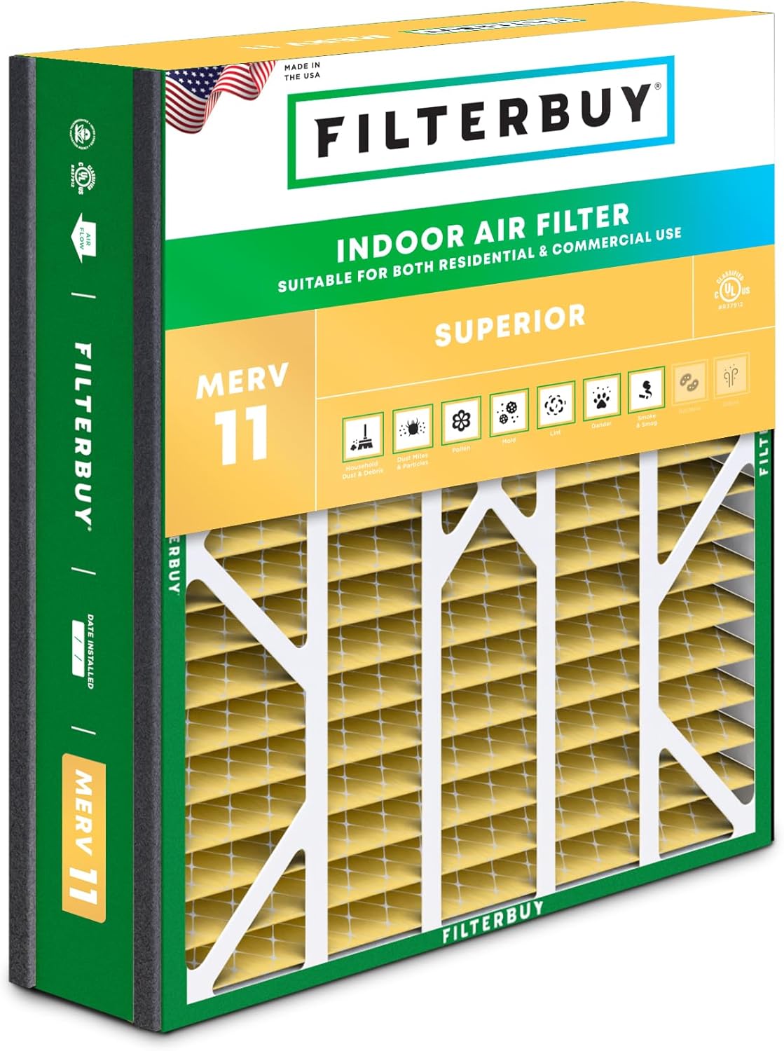 Filterbuy 20x20x5 Air Filter MERV 11 for Pet & Allergy Defense