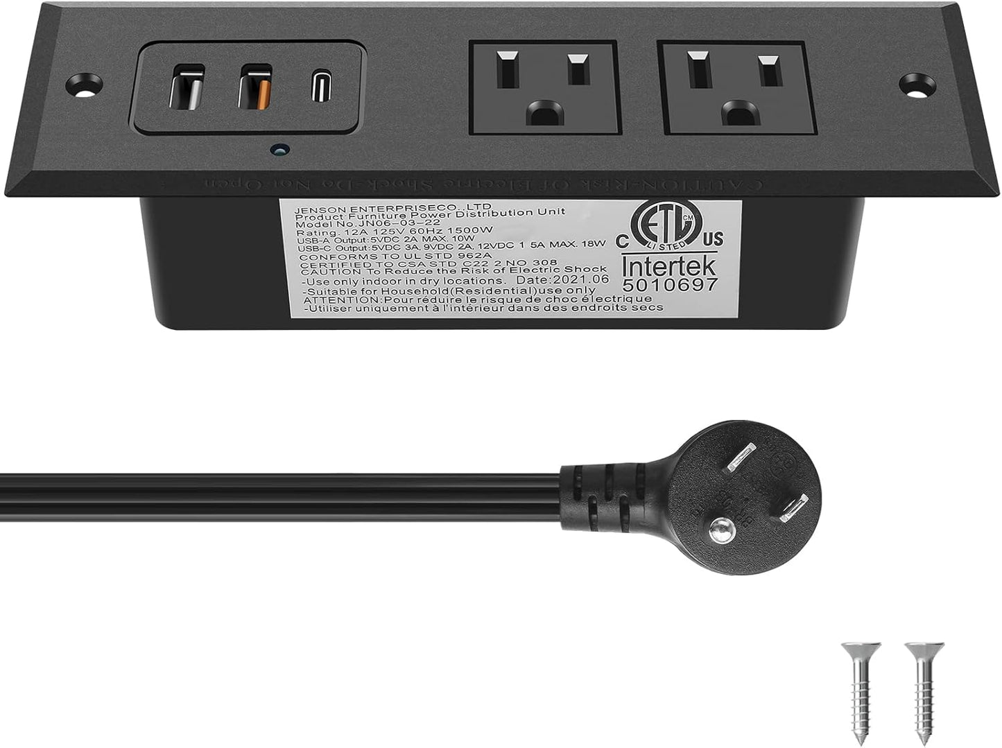 CCCEI Hidden Power Strip - Fast Charging & Sleek Design