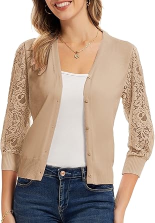 Lightweight V Neck Lace Cardigan for Women by GRACE KARIN