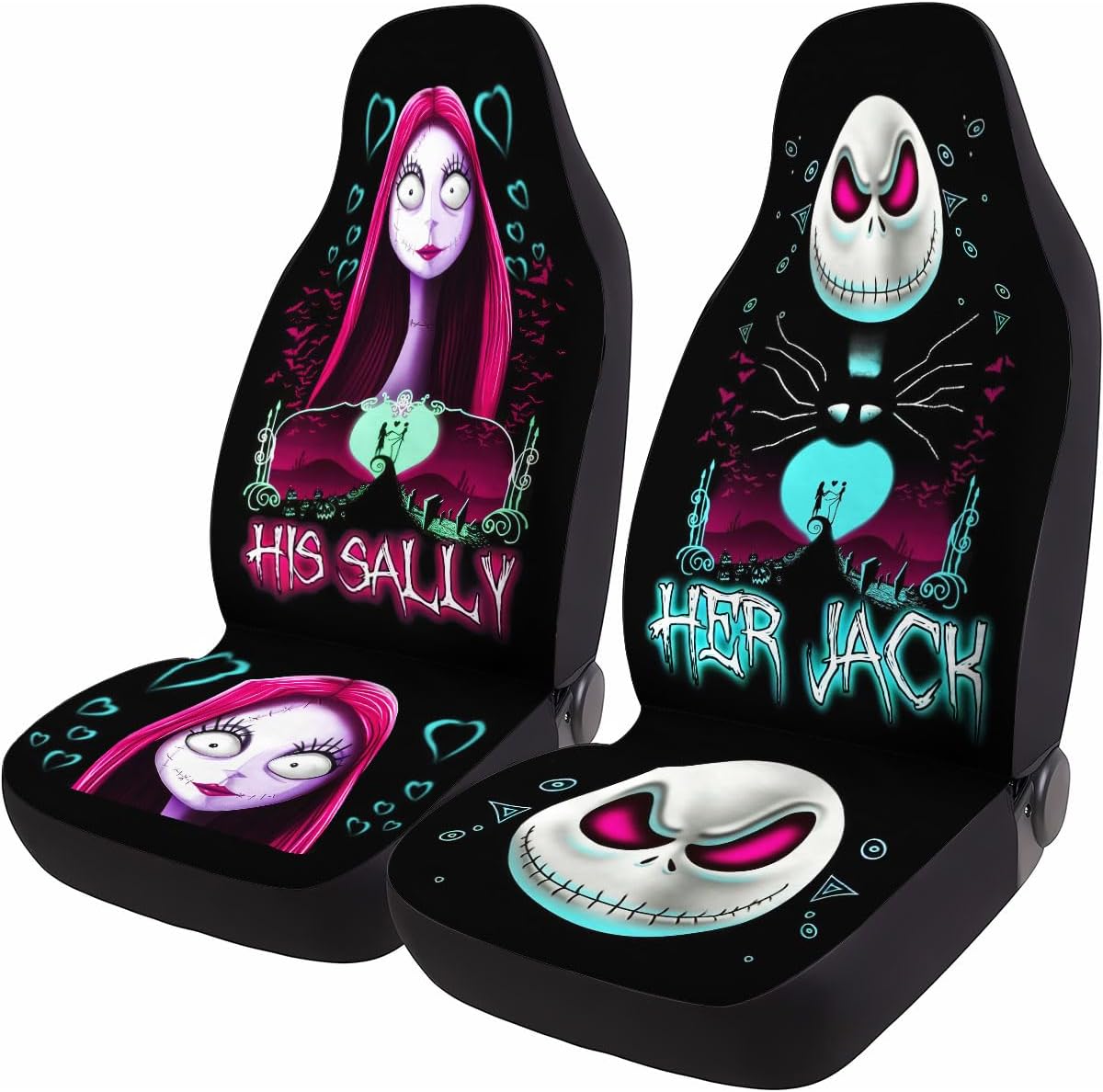 Horror Nightmare Skellington Car Seat Covers for Halloween Gifts
