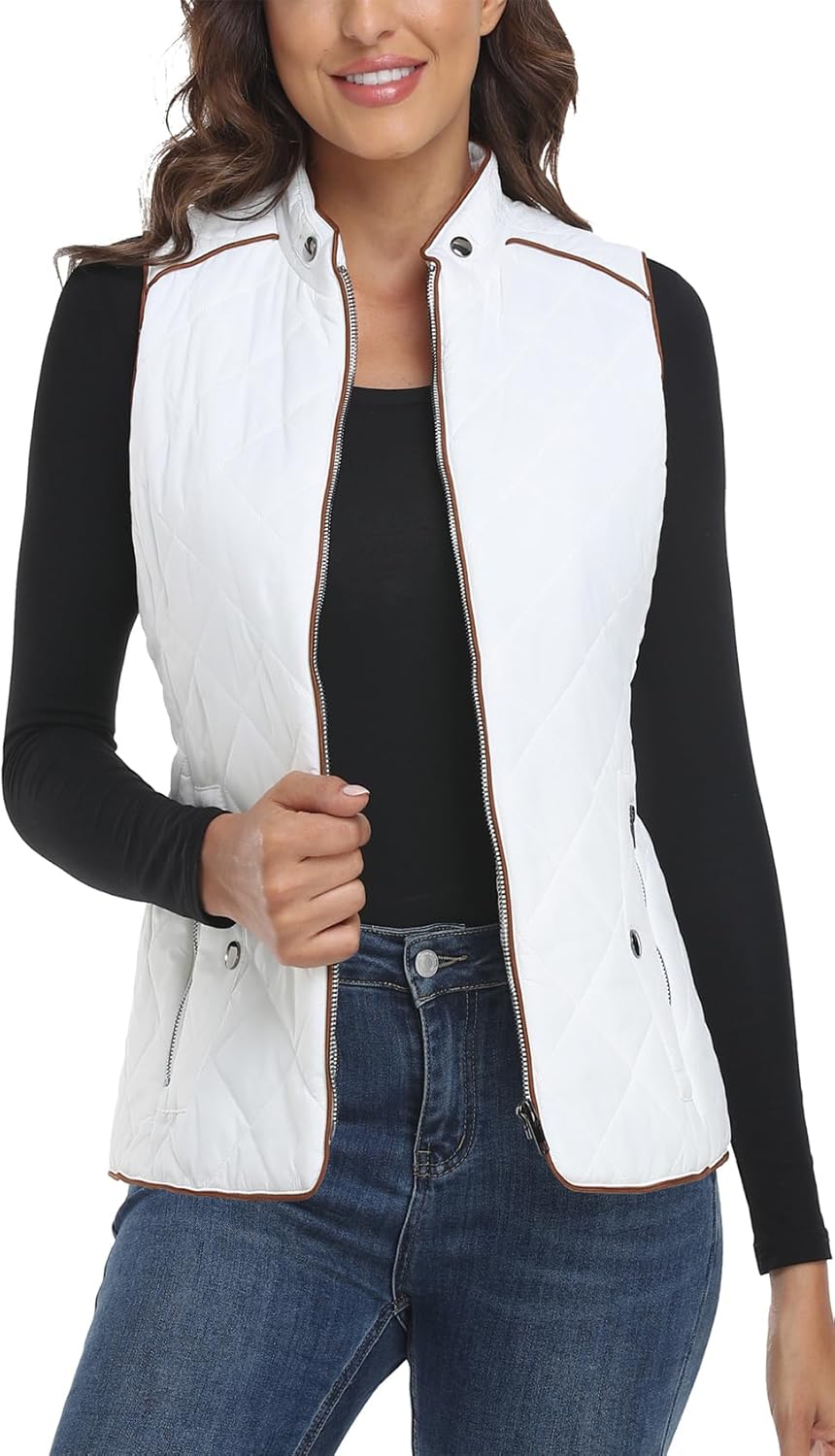 Dilgul Women's Quilted Vest: Lightweight Zip Padded Style