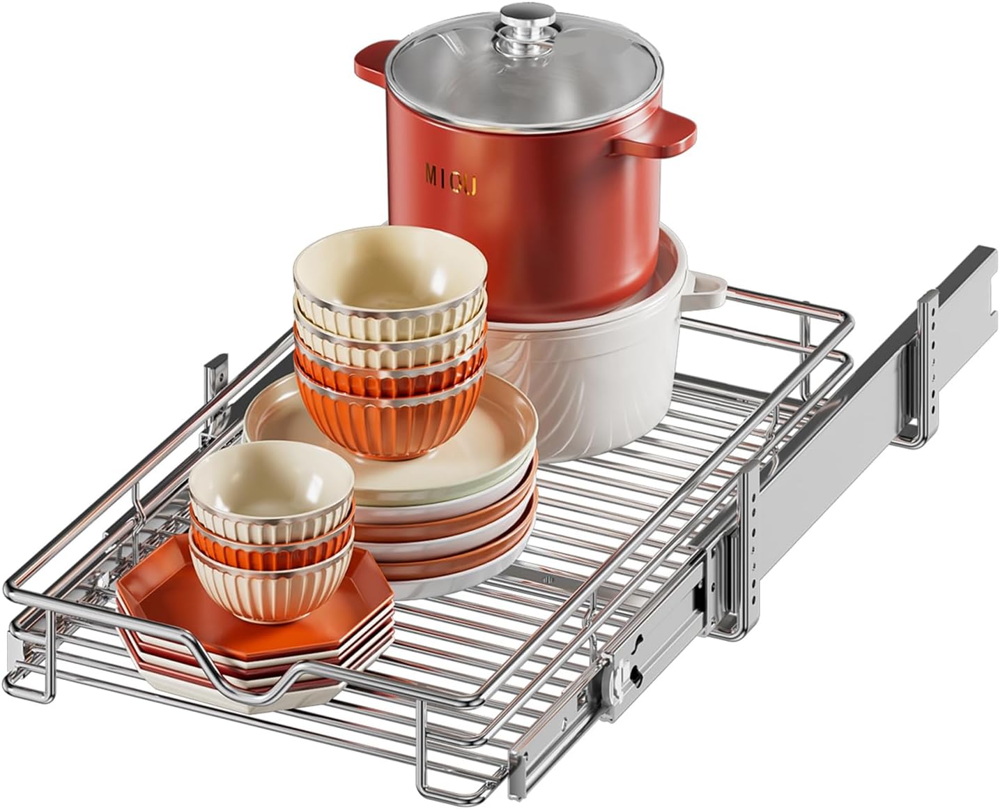 DINDON 1 Tier Pull Out Cabinet Organizer for Easy Access