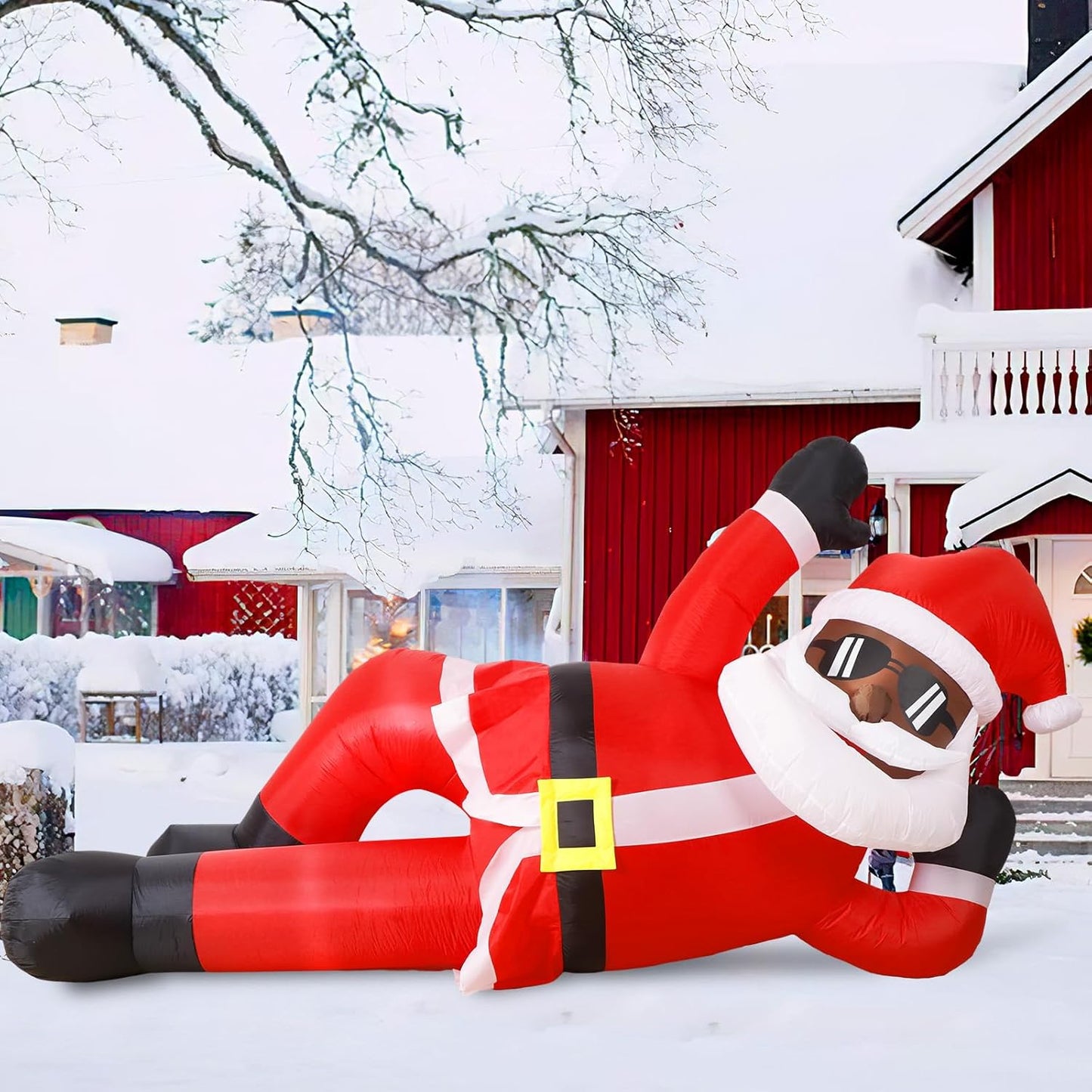 10FT Giant Inflatable Black Santa for Festive Outdoor Decor