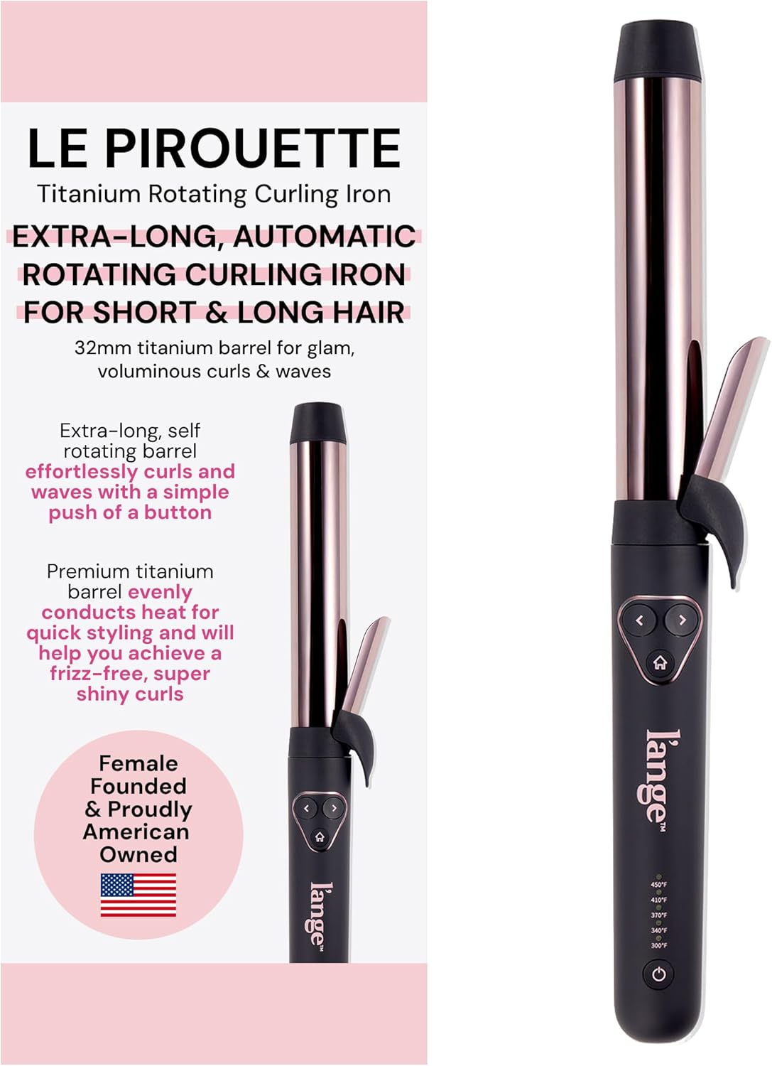 L'ANGE HAIR Le Pirouette 32MM Titanium Rotating Curling Iron