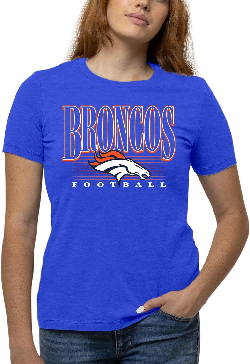 Denver Broncos Womens Overtime Tag-Less T-Shirt for Fans