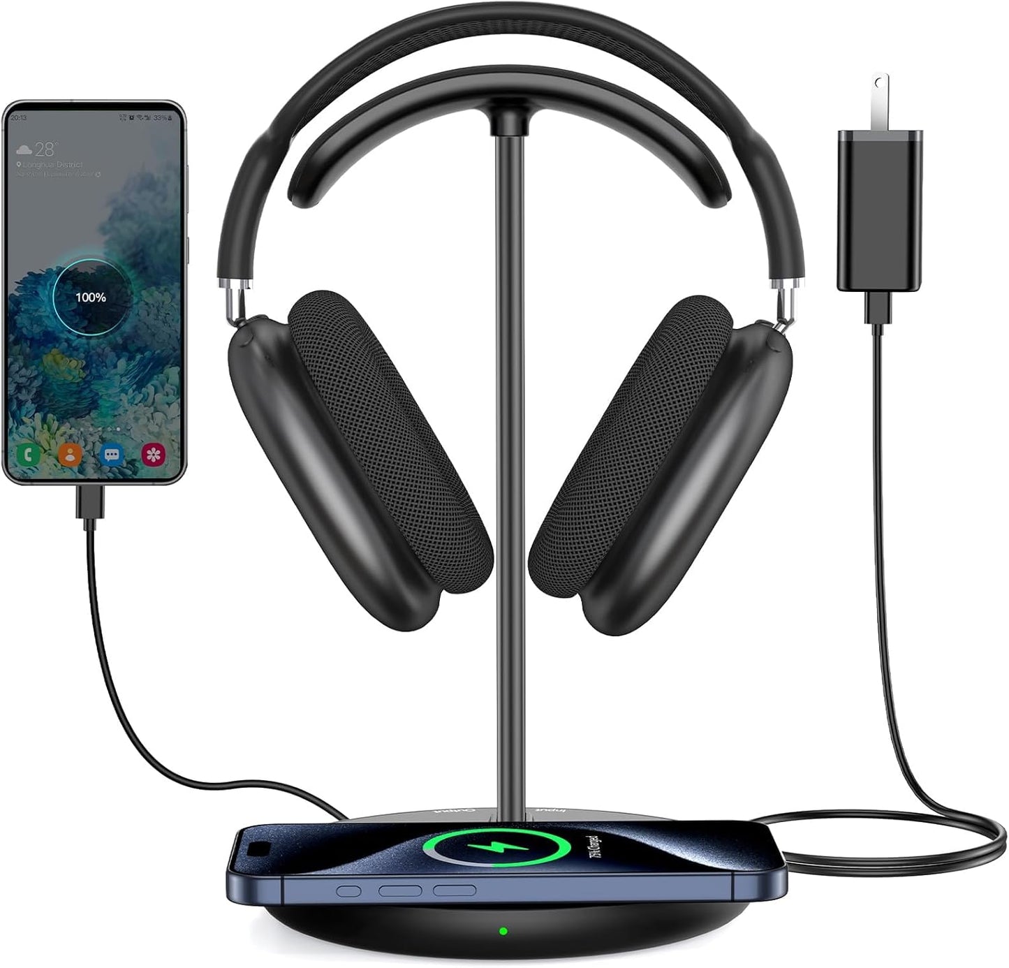 Miroddi Headphone Stand with Wireless Charger and USB Port