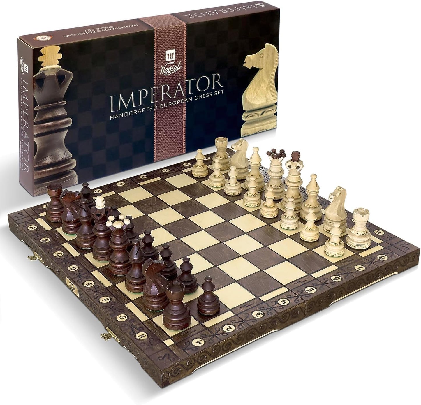Wegiel Imperator 21-Inch Luxury Wooden Chess Set for All Ages