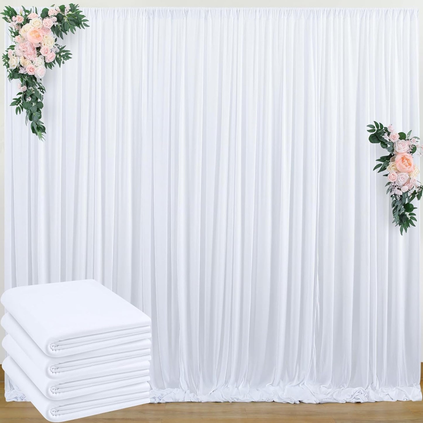 20 ft x 8 ft White Backdrop Curtain Drapes for Events and Parties