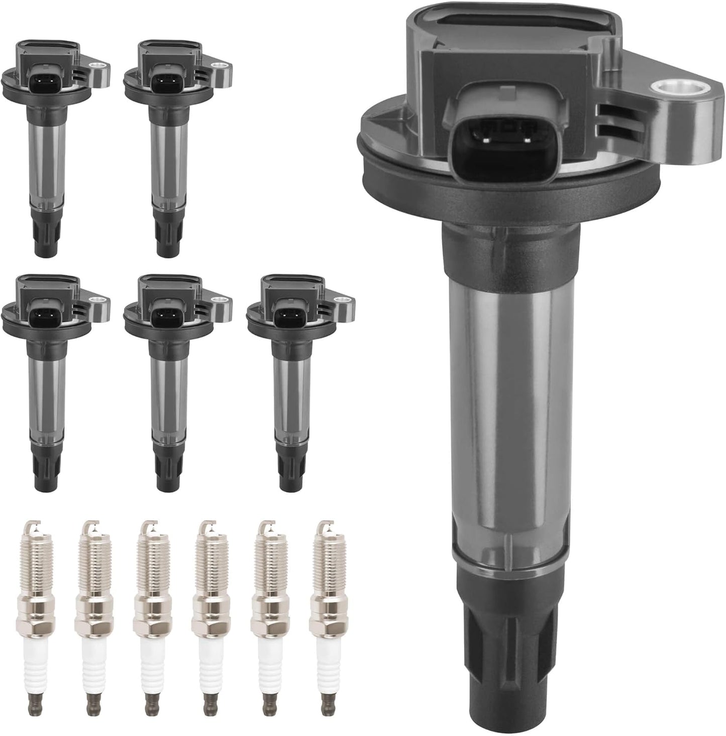 HYR Set of 6 Ignition Coil Pack and Iridium Spark Plugs for Ford