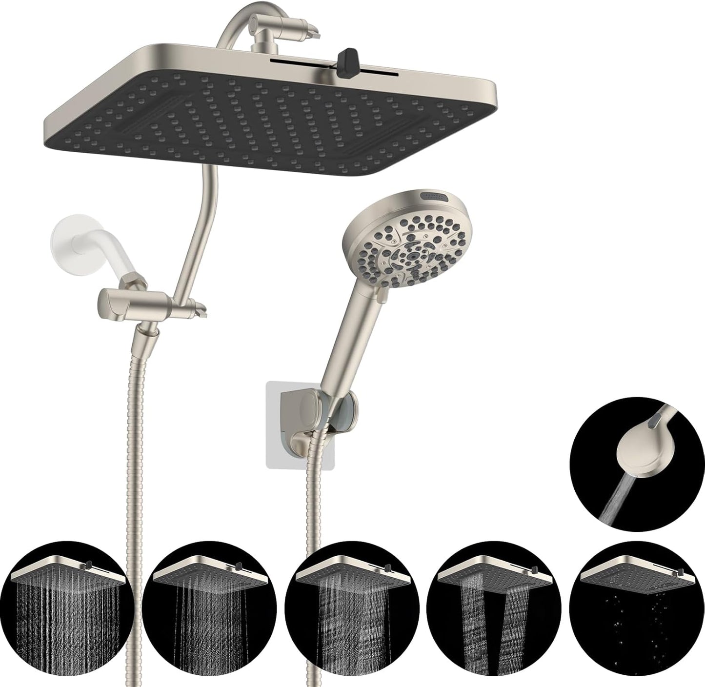 Hibbent 5-Spray 13-Inch Shower Head for Luxurious Showers
