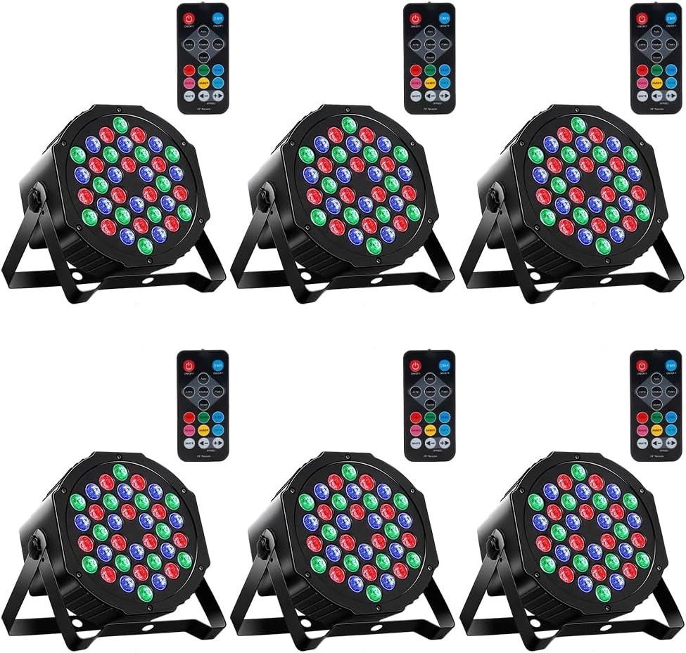 MOSFiATA Par Lights 6 Pack with RGB 36LEDs for Events
