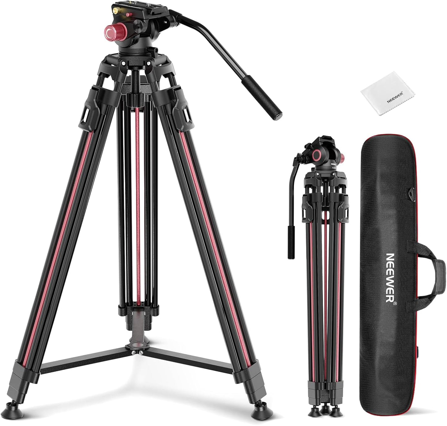 NEEWER 79in Video Camera Tripod with Fluid Head for Creators