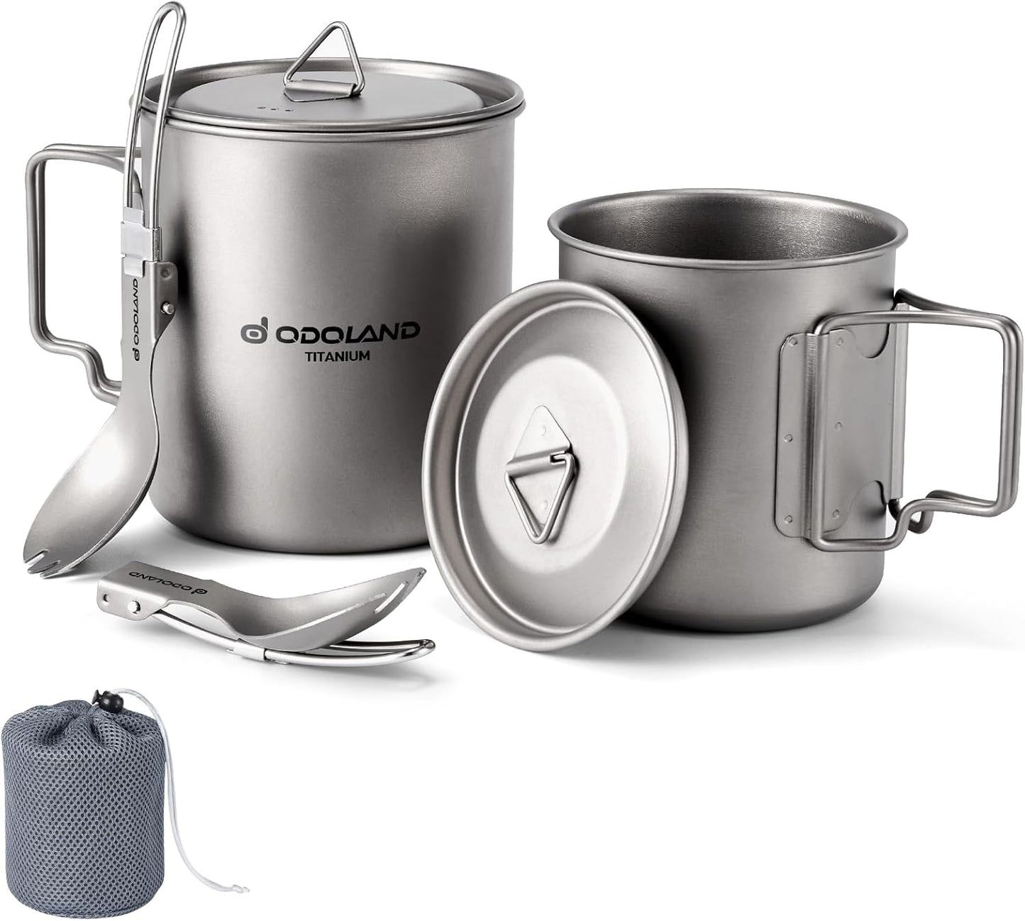 Ultralight Titanium Cookware Set by Odoland: Perfect for Backpacking