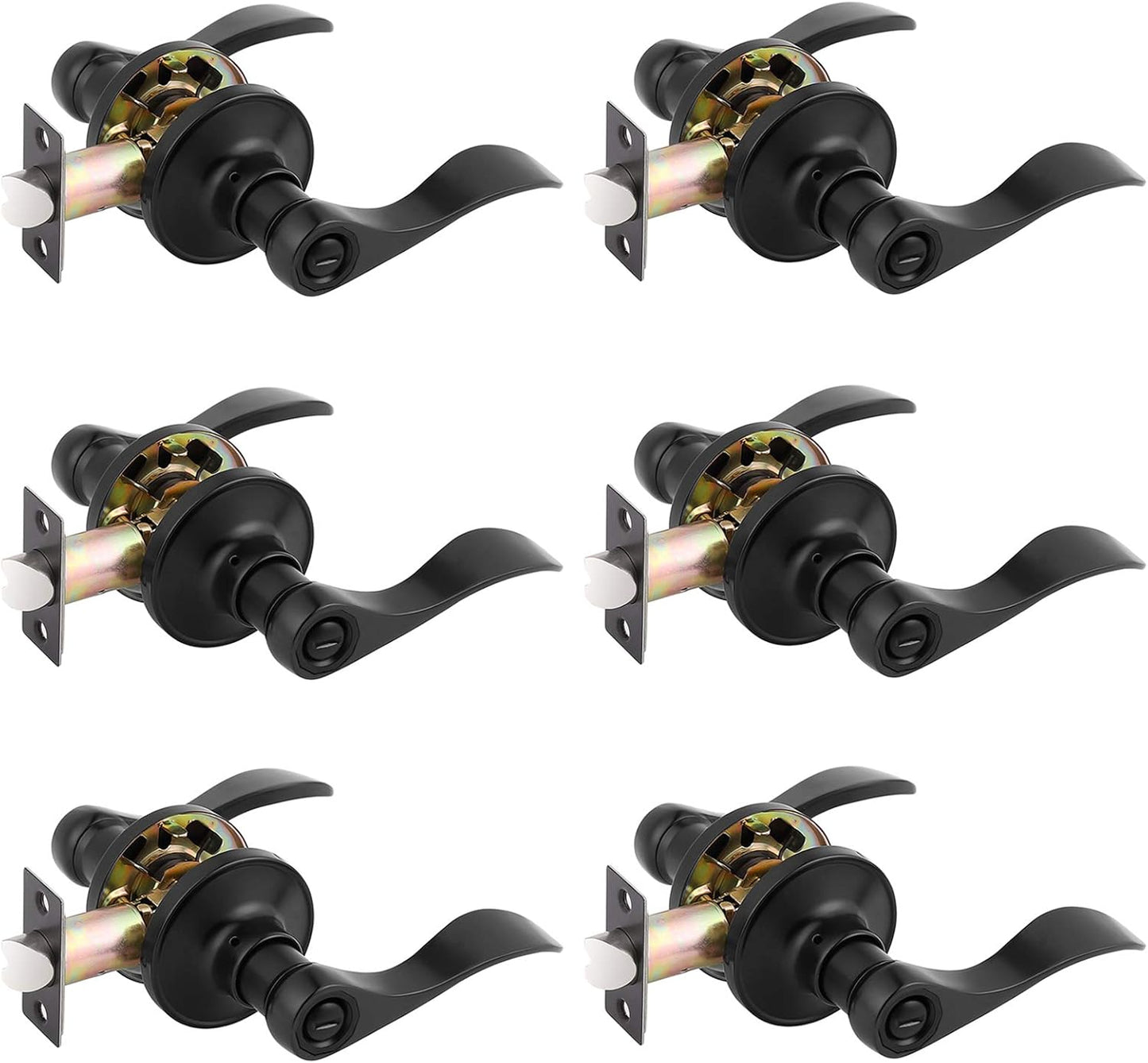 Gobrico Privacy Matte Black Door Levers for Bedroom and Bathroom