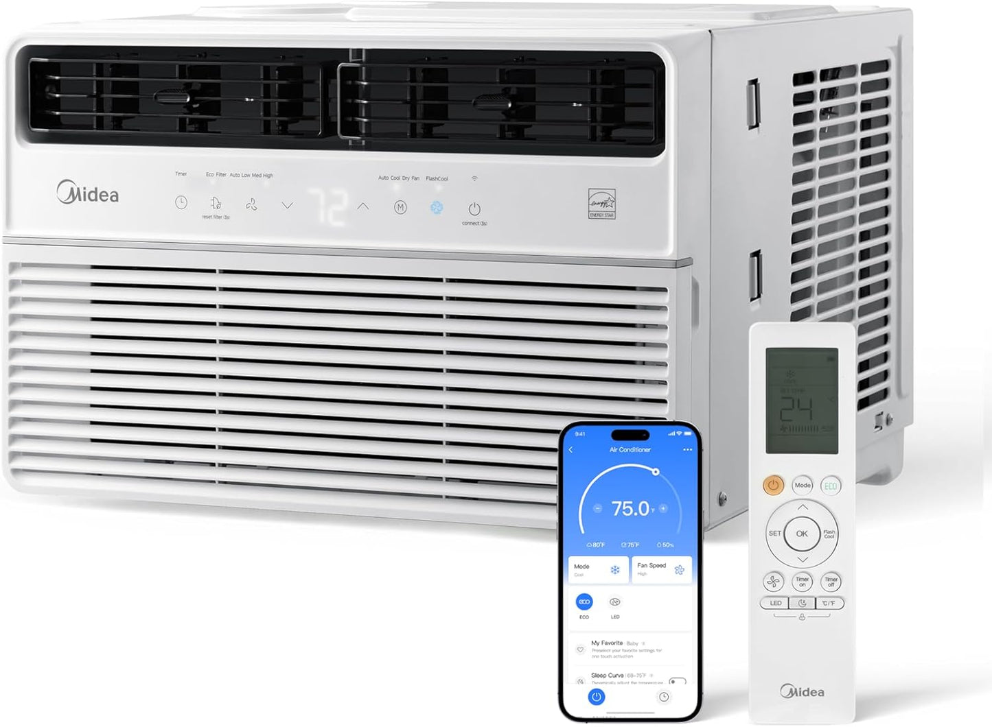 Midea 8K Smart Window AC - Cool 350 Sq. Ft, Quiet Operation