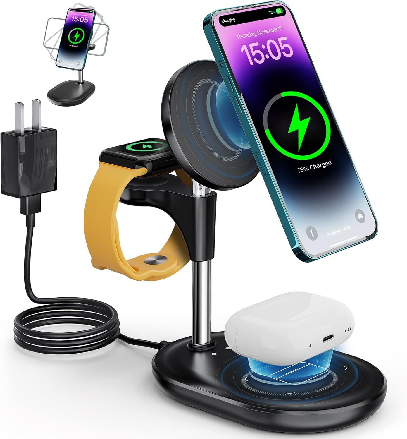 3 in 1 Wireless Charging Station for Apple Devices - Fast Charger