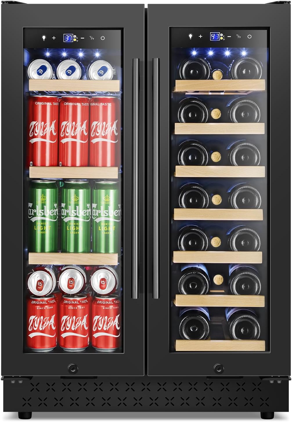 Tylza 24 Inch Wine and Beverage Refrigerator with Dual Zones