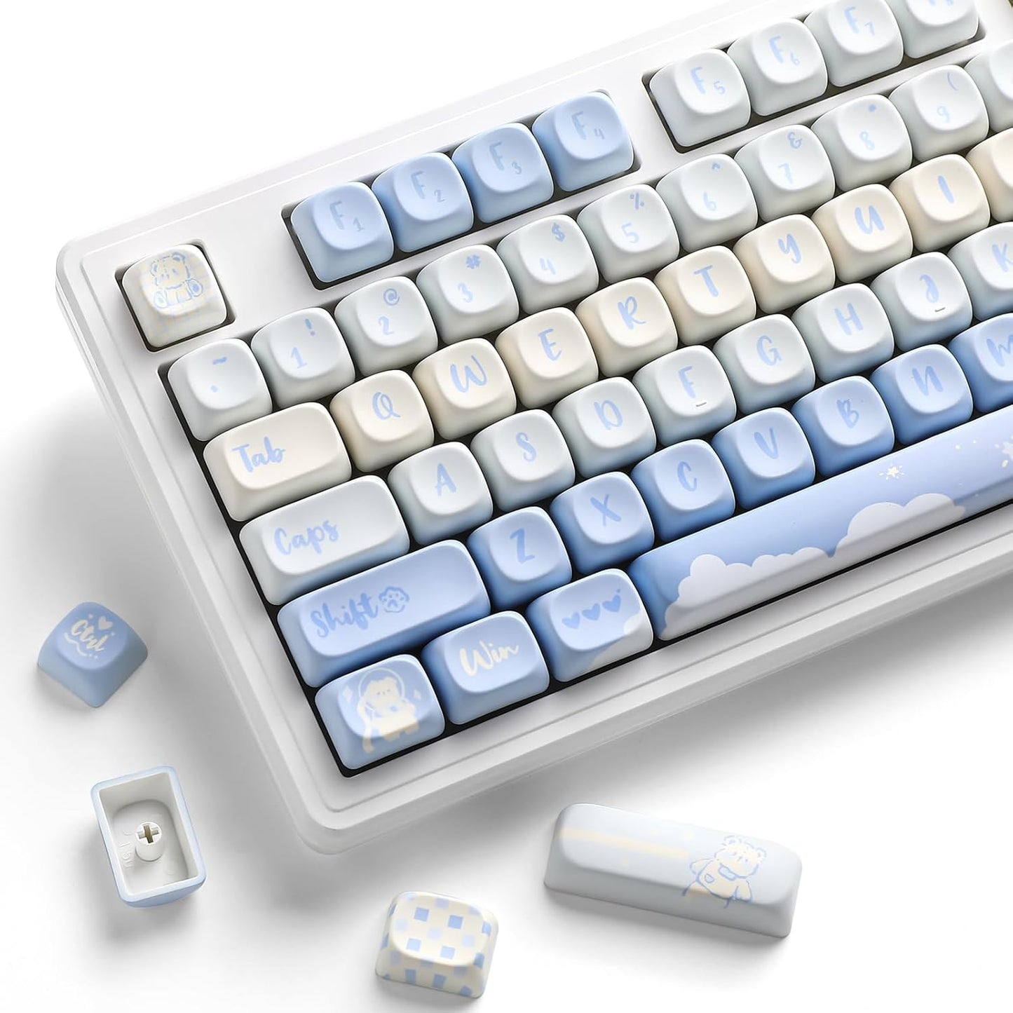 YUNZII 132 Keys MOA Keycaps Set with Cute Bear Design for MX Switches