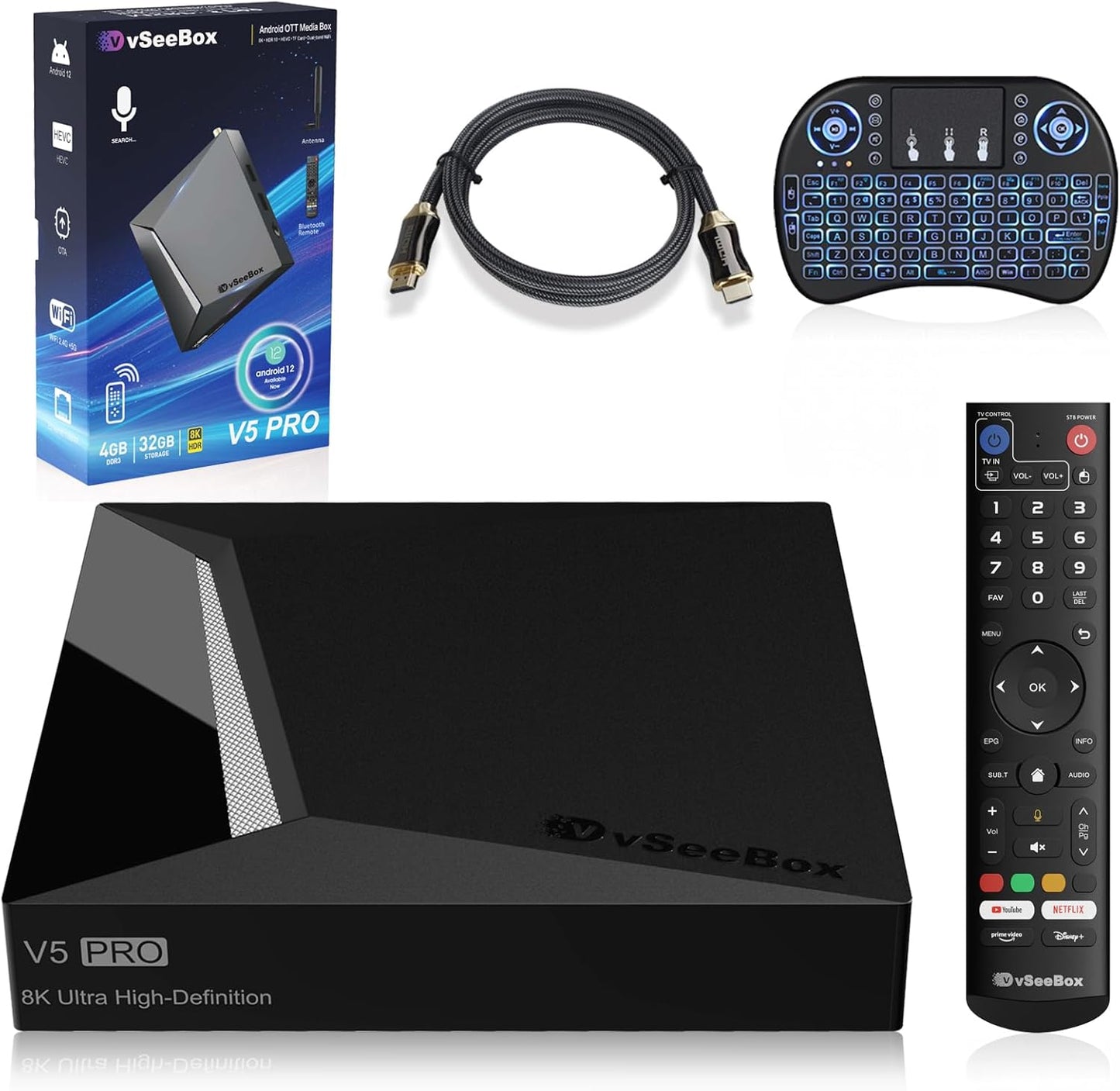 V5 PRO 2024 Android 12 Streaming Device with Voice Remote