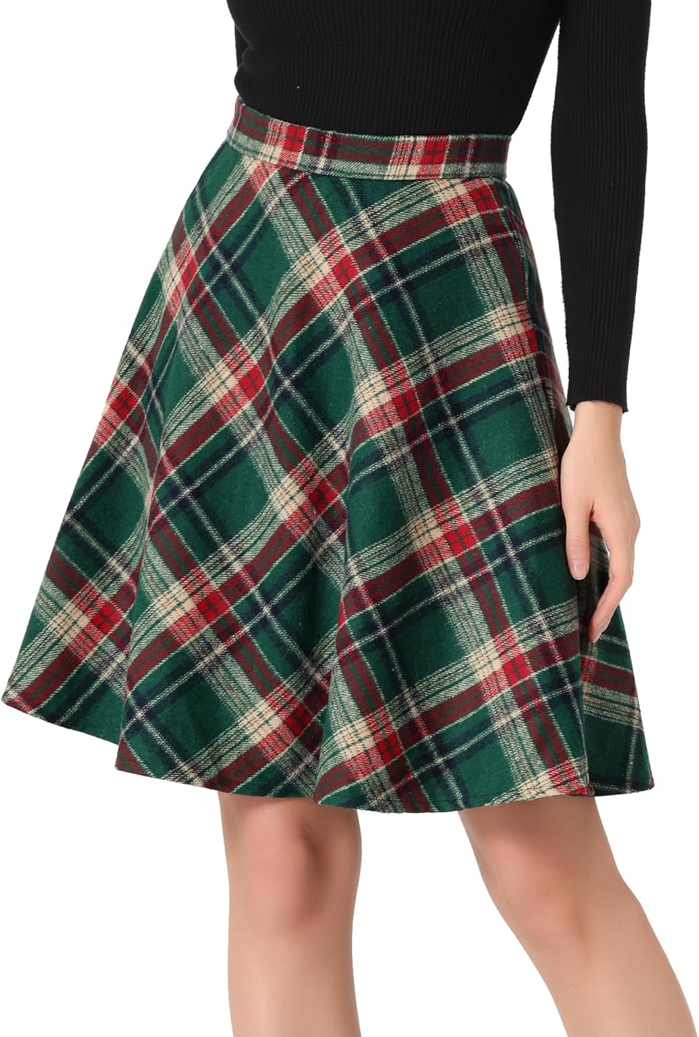 Allegra K Women's Vintage Tartan A-Line Skirt for Casual Wear