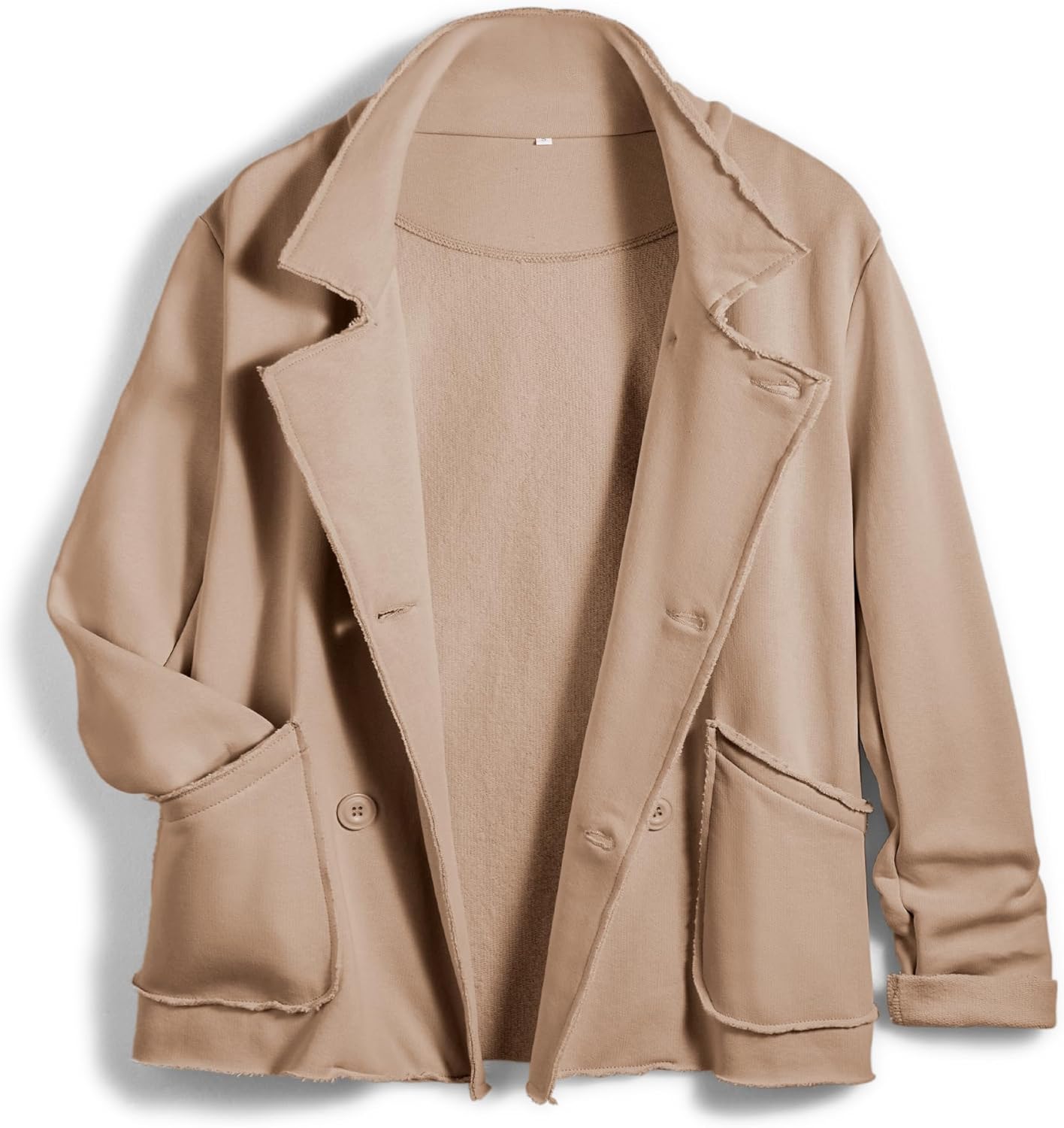 Women Warm Pea Coat with Notched Lapel and Double Breasted Style