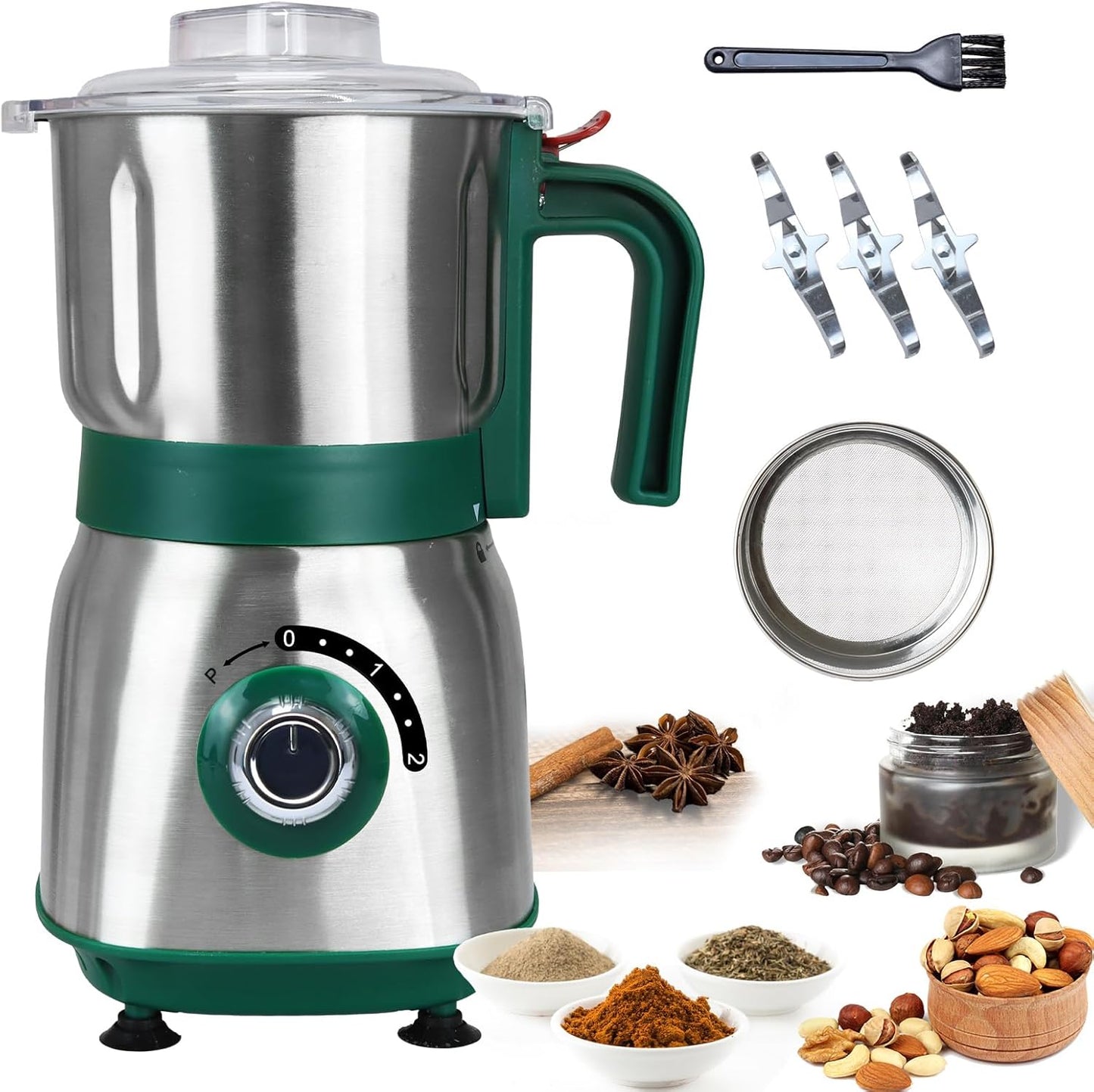 Electric Spice Grinder for Kitchen with Stainless Steel Blades