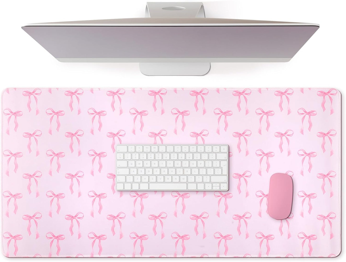 Coquette Pink Bow Mouse Pad - XL Desk Mat for Trendy Laptop Work