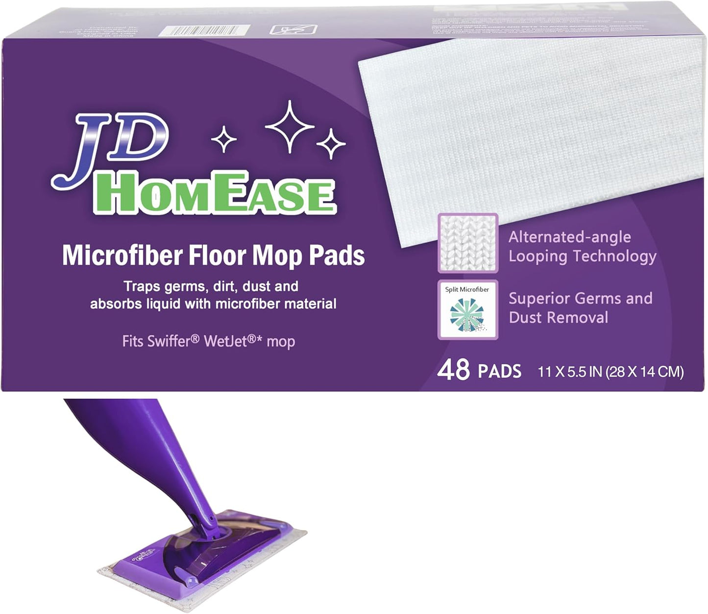 48 Count Microfiber Mop Pads for Swiffer WetJet