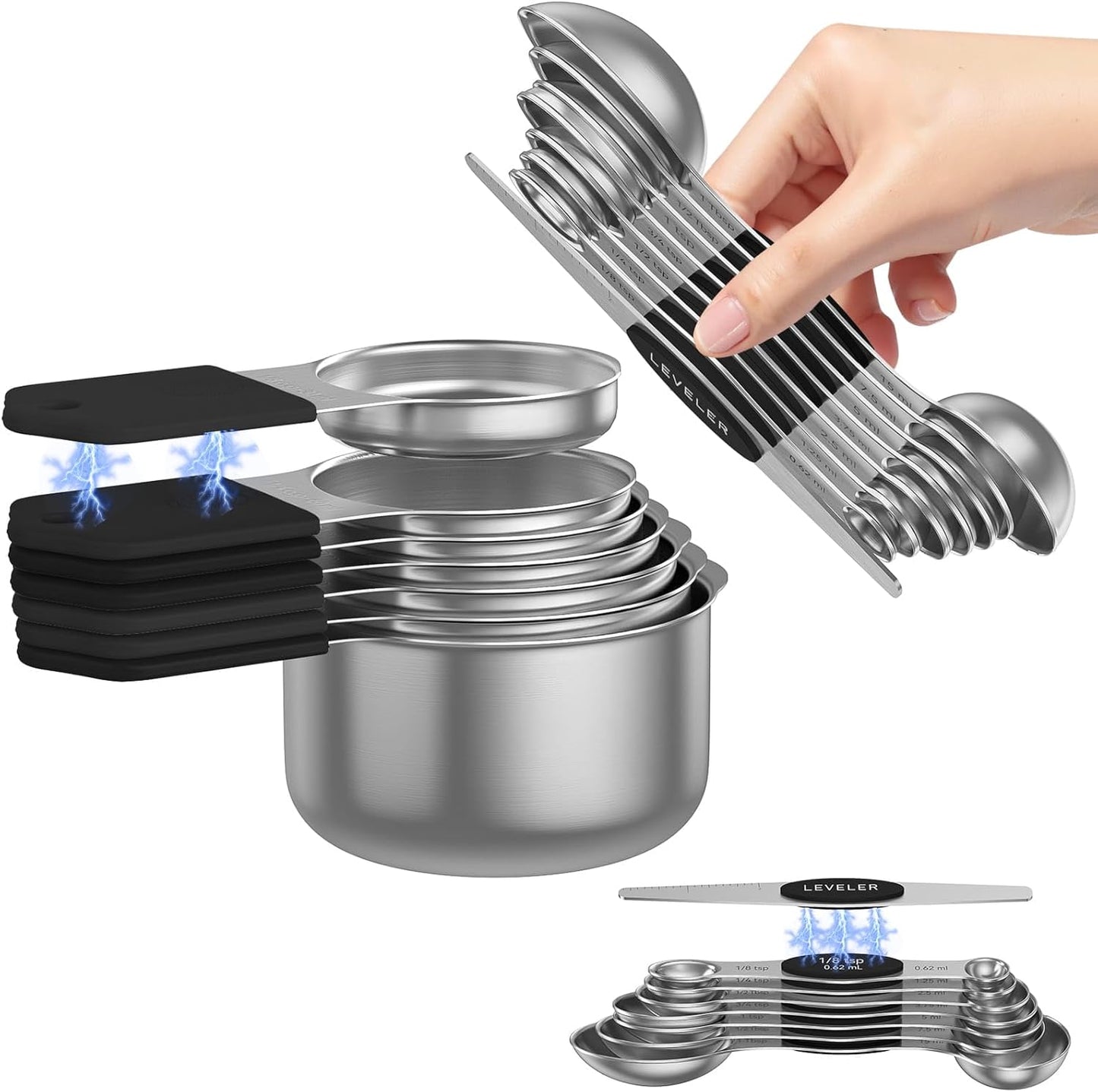 Magnetic Measuring Cups and Spoons Set for Precision Cooking