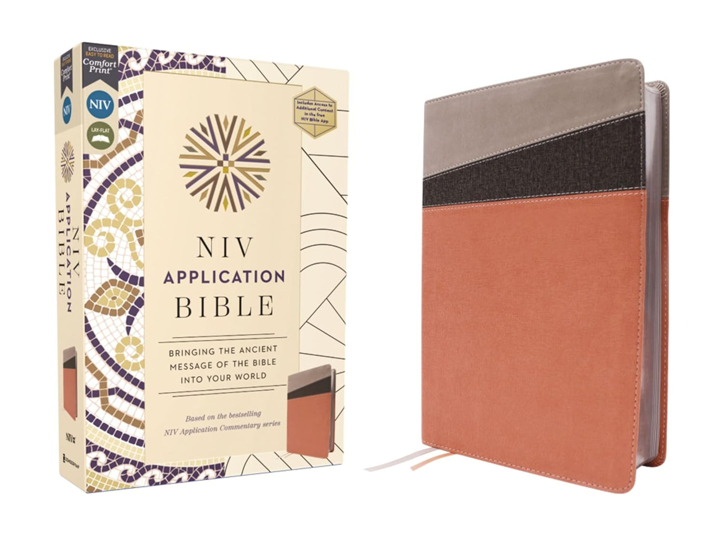 NIV Application Bible Leathersoft Coral Gray Red Letter Comfort Print