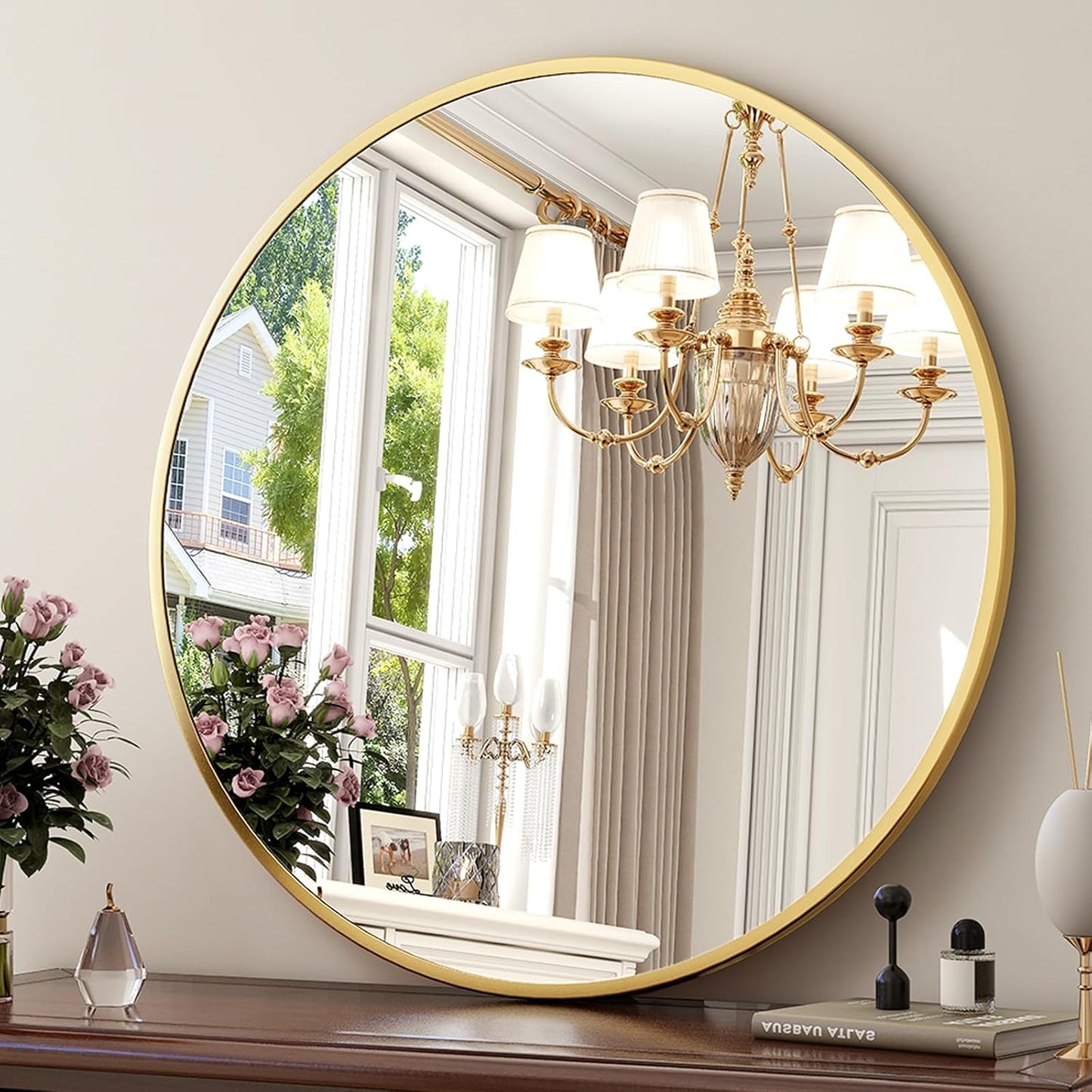 30 Inch Round Mirror for Bathroom and Living Room Decor