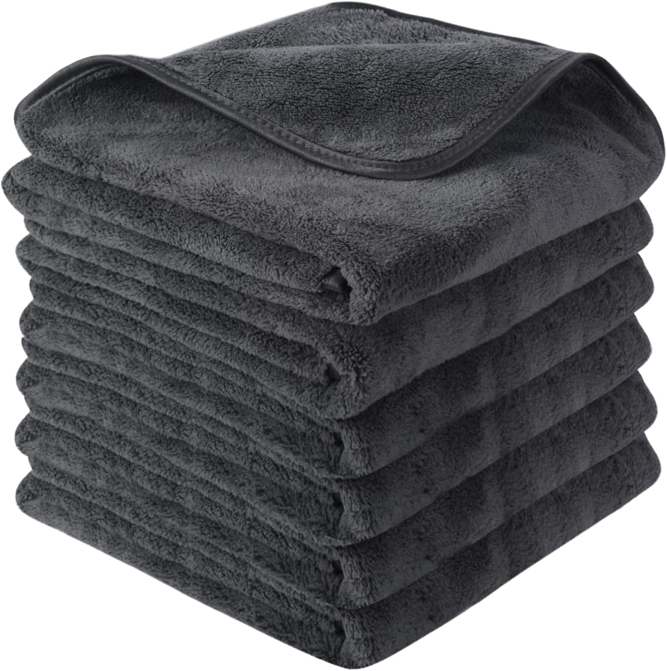 SINLAND Ultra Absorbent Car Drying Towels - No Streaks, No Scratches, No Water Spots! 6 Pack Grey