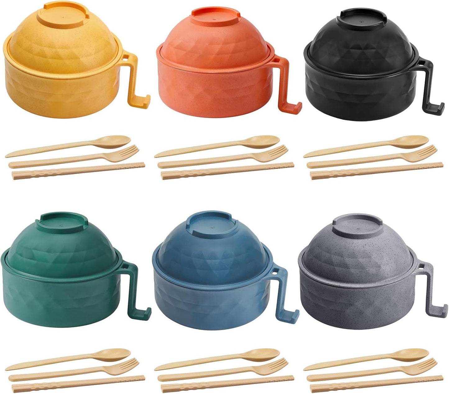 Wheat Straw Ramen Bowl Set - Portable & Elegant College Dorm Dining