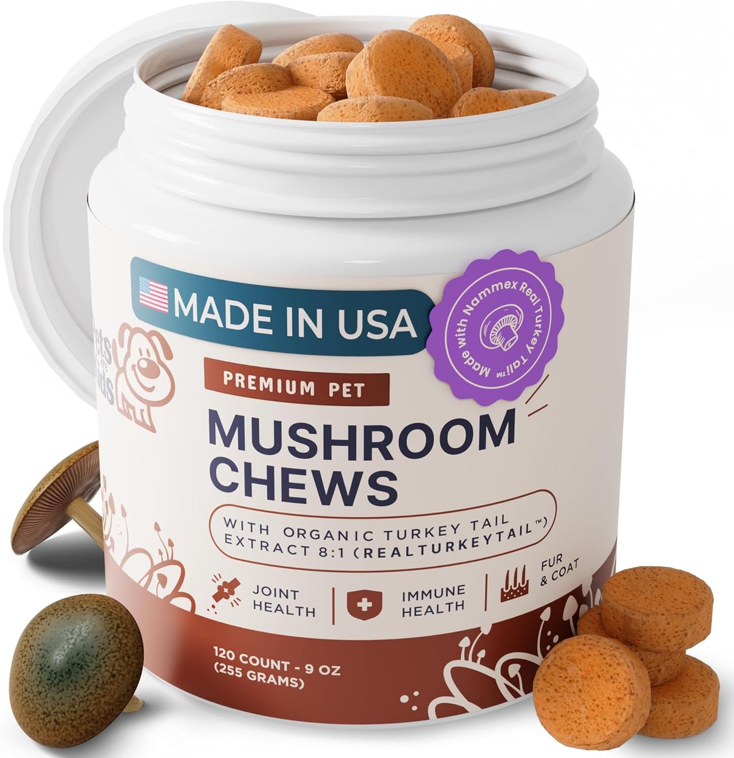 Turkey Tail Mushroom Chews for Dogs - Immunity & Joint Support