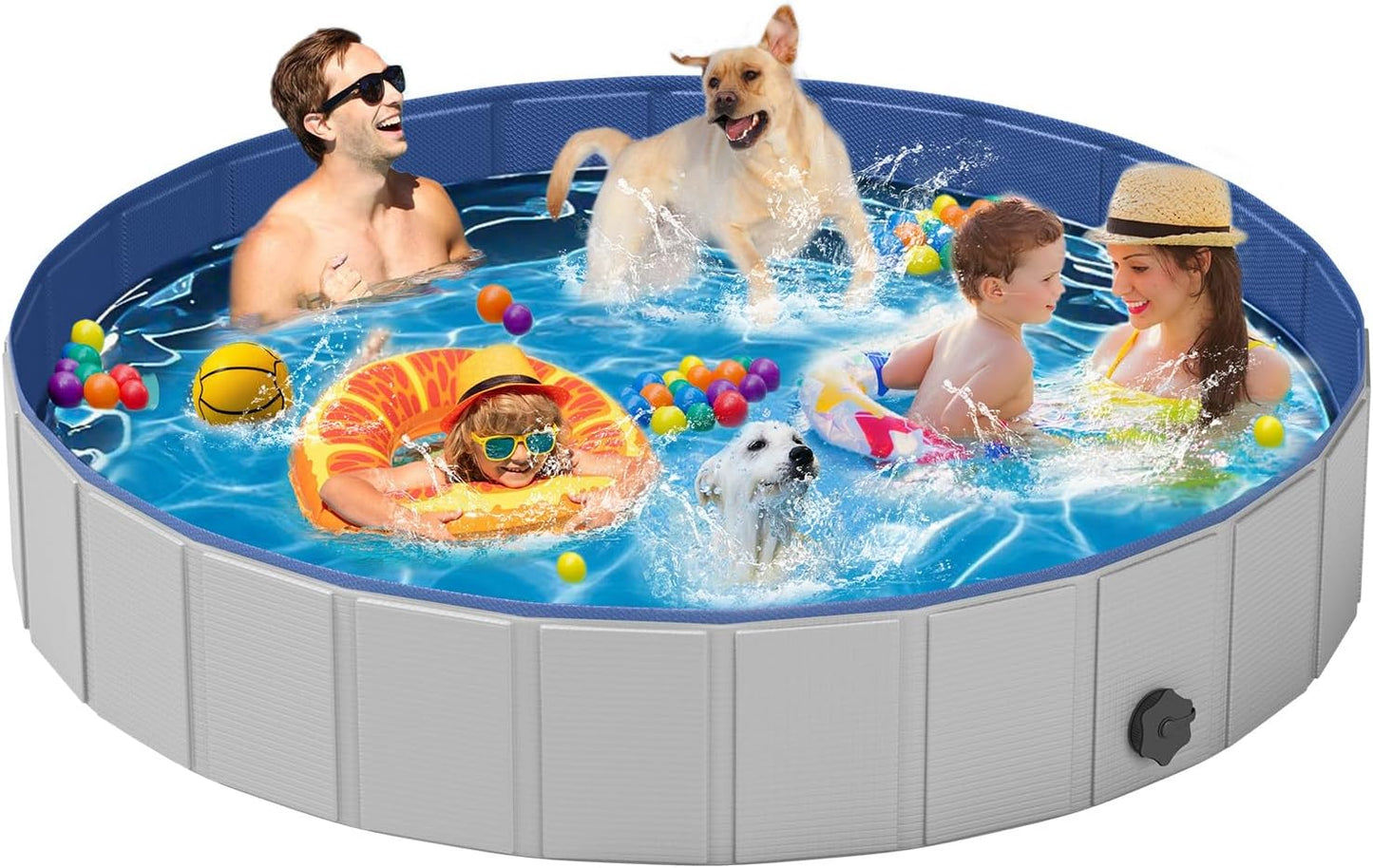 Dog Pool for Large Dogs - Foldable Plastic Pool for Summer Fun
