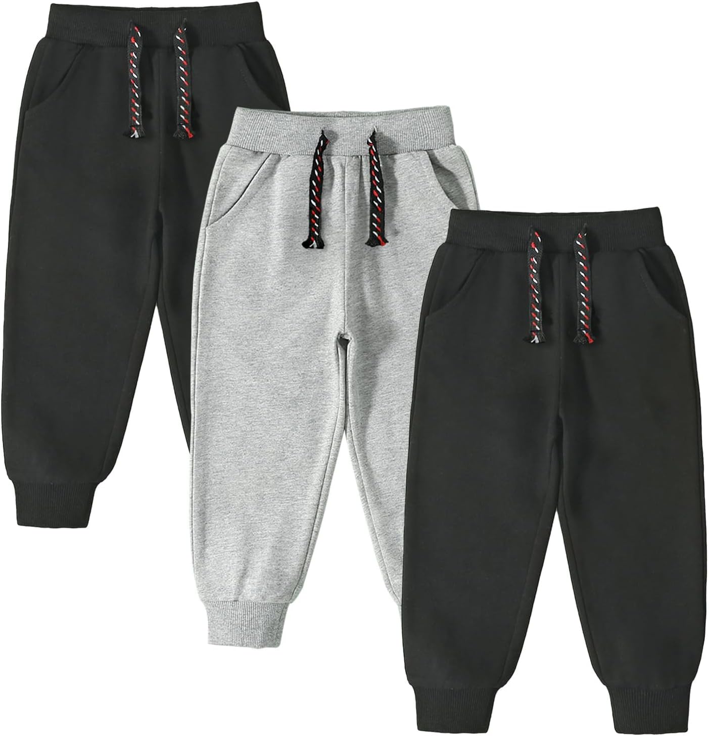 Toddler Boys and Girls Cotton Sweatpants with Drawstring 3 Pack
