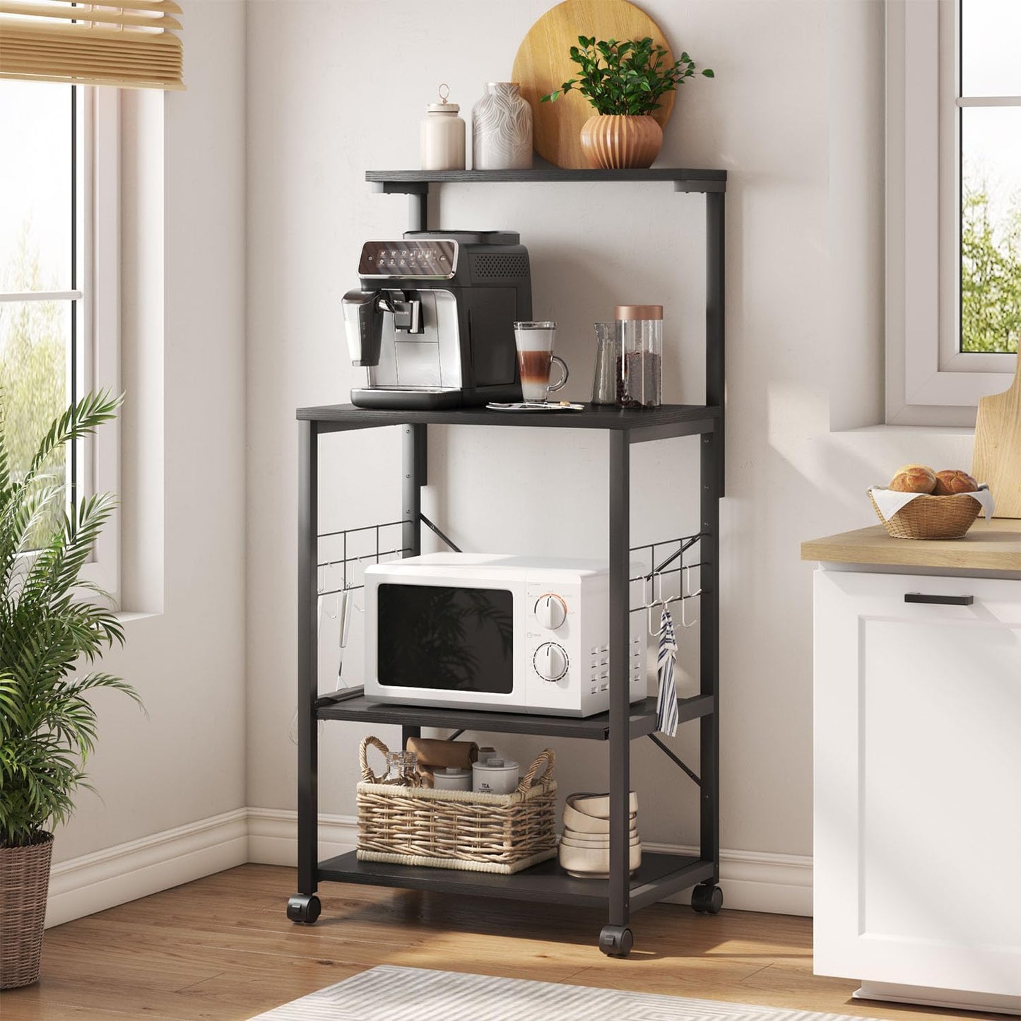 Rolling Kitchen Rack with Sliding Shelf