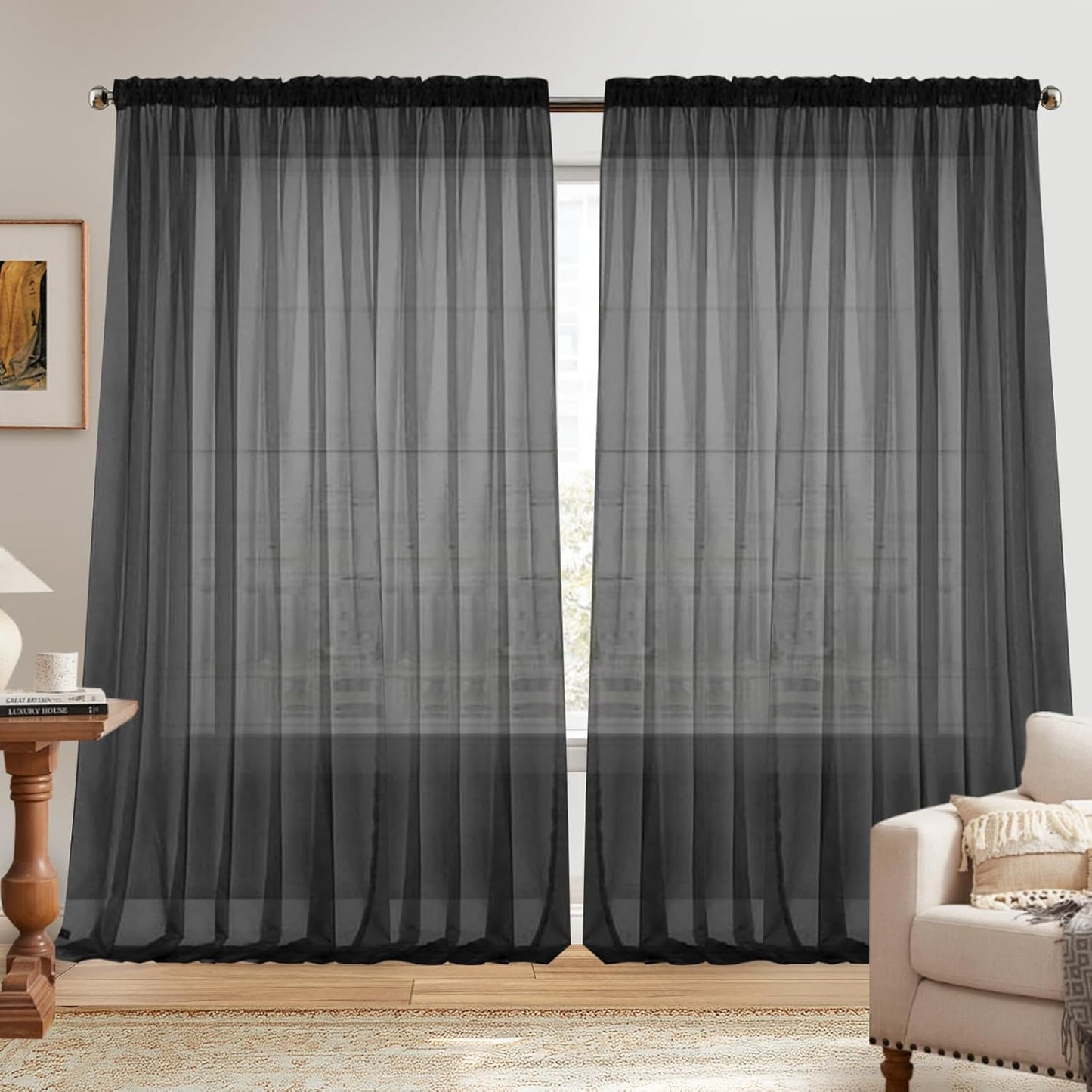 Dreaming Casa Solid Sheer Curtains for Bedroom Living Room