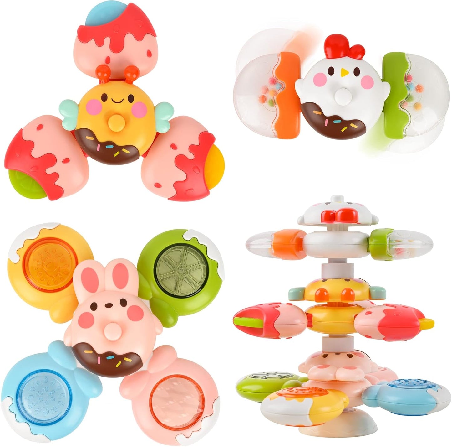 Baby Suction Spinner Toy Set - Sensory Fun!
