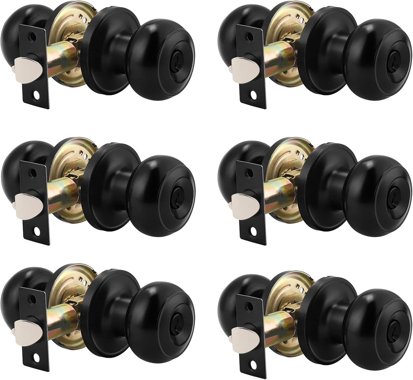 Probrico Black Round Entry Door Knobs for Secure Locking