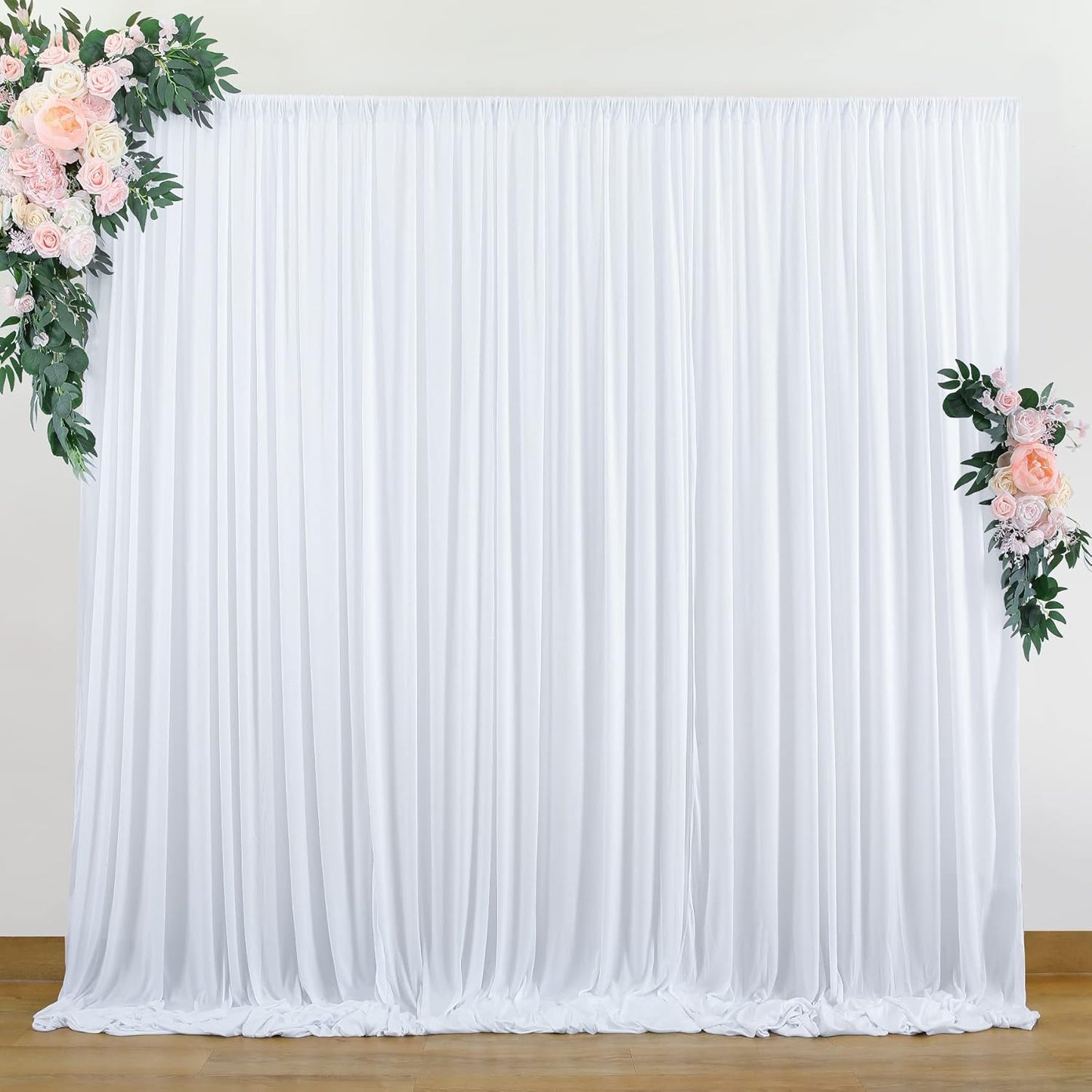 2 Pack White Backdrop Curtains, Wrinkle-Free for Stunning Event Photos!