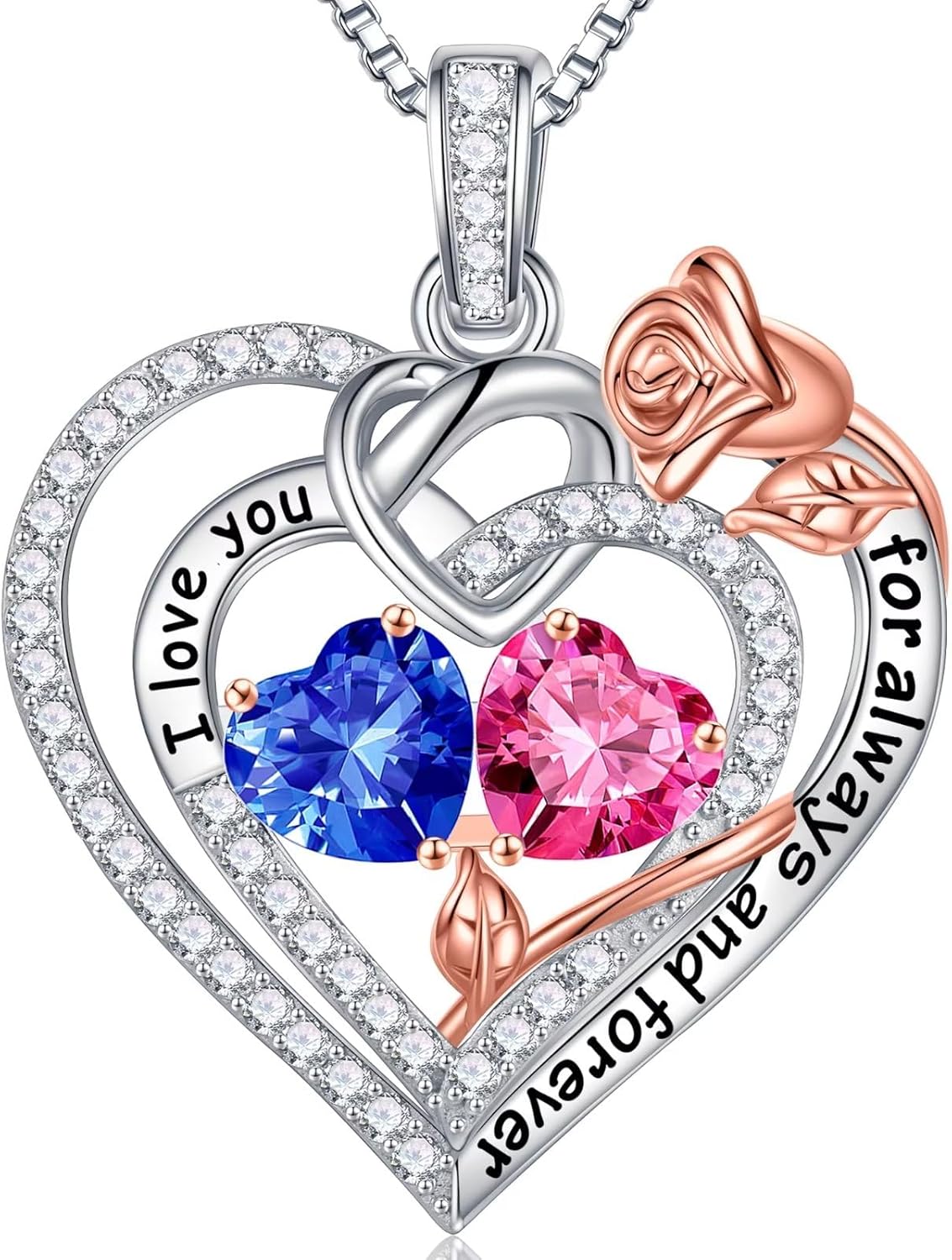 Iefil Double Birthstone Necklace for Women - Unique Gifts
