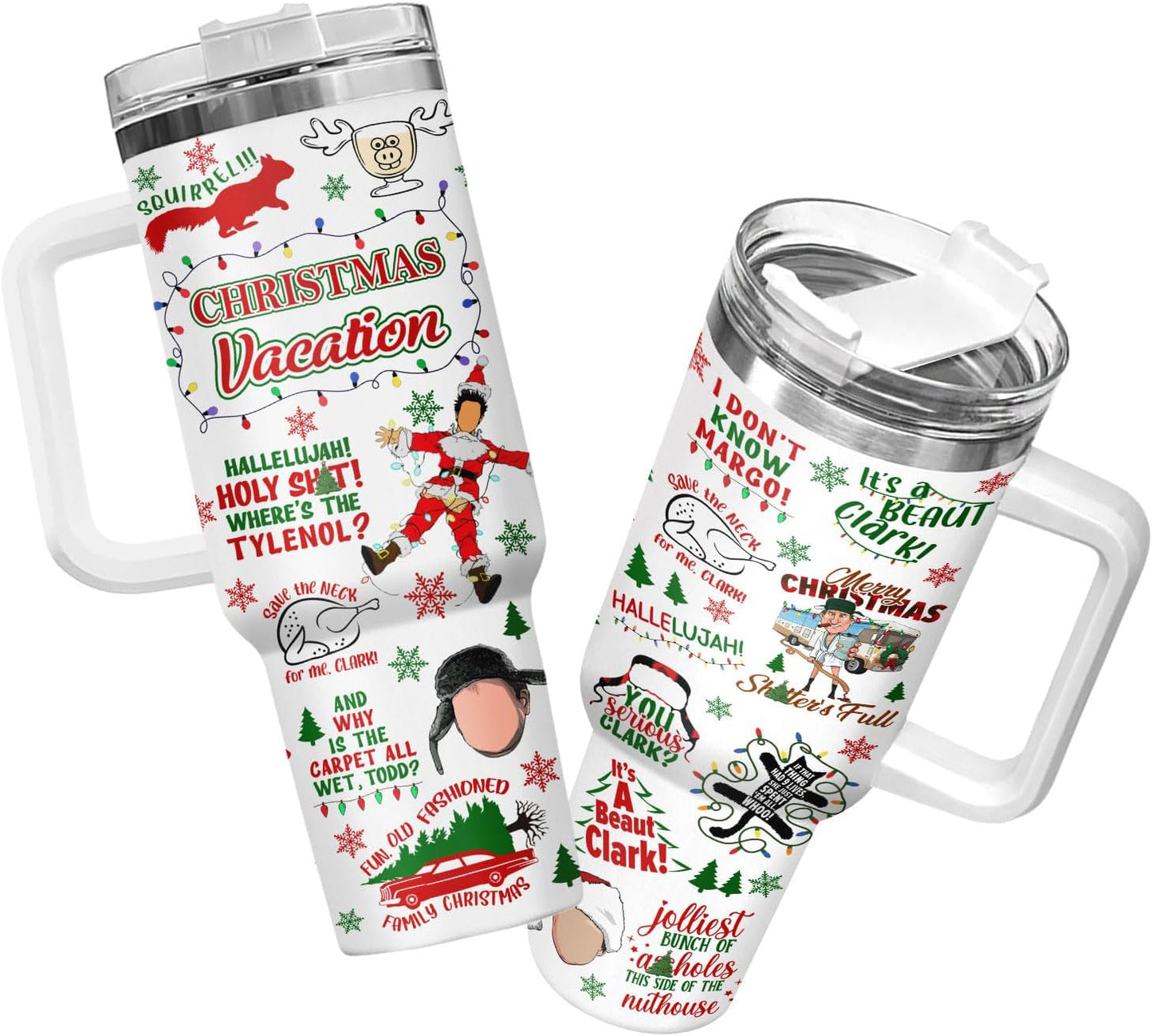 34HD Christmas Tumbler with Handle and Straw for Movie Lovers