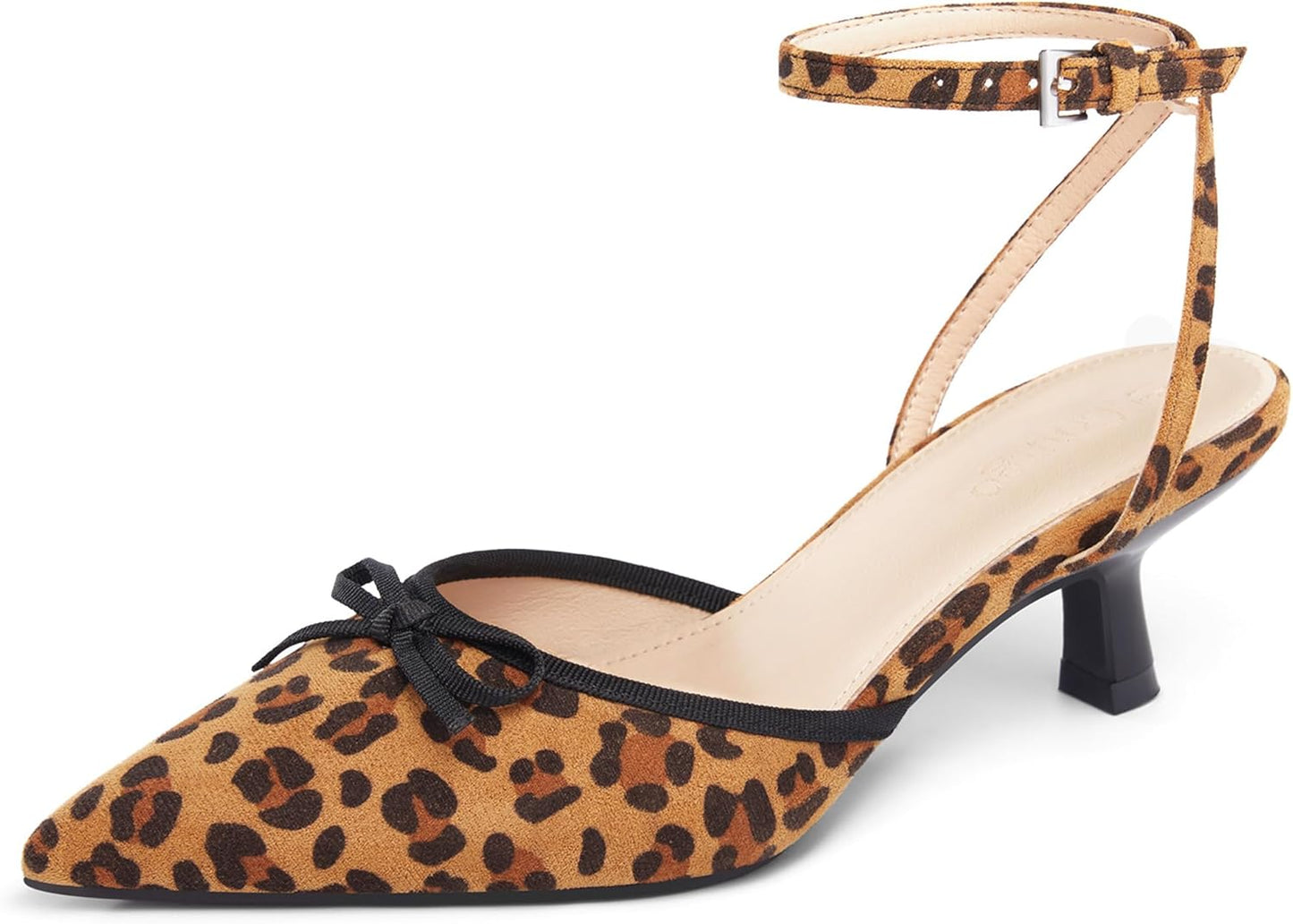 Coutgo Satin Kitten Low Heels with Bow for Dressy Occasions