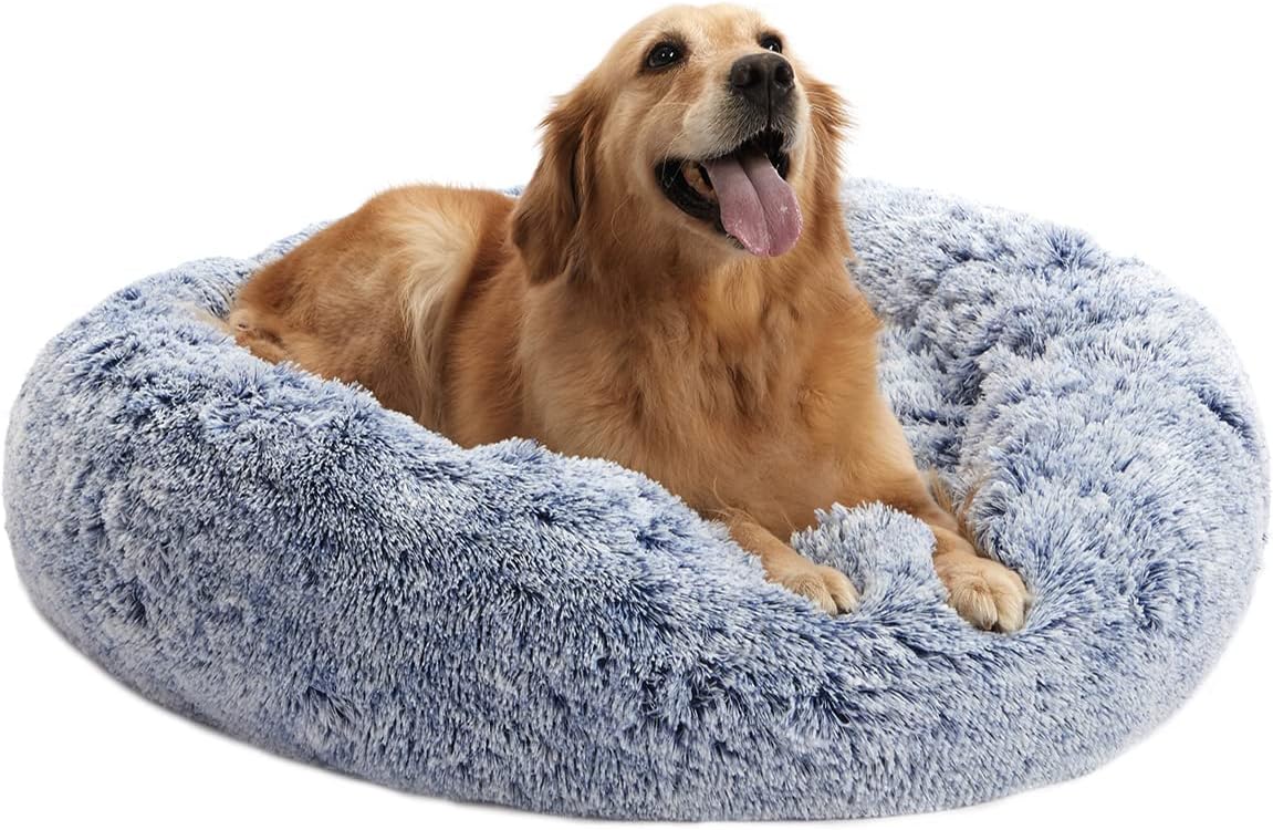Calming Donut Dog Bed for Large Dogs - Plush & Cozy Design
