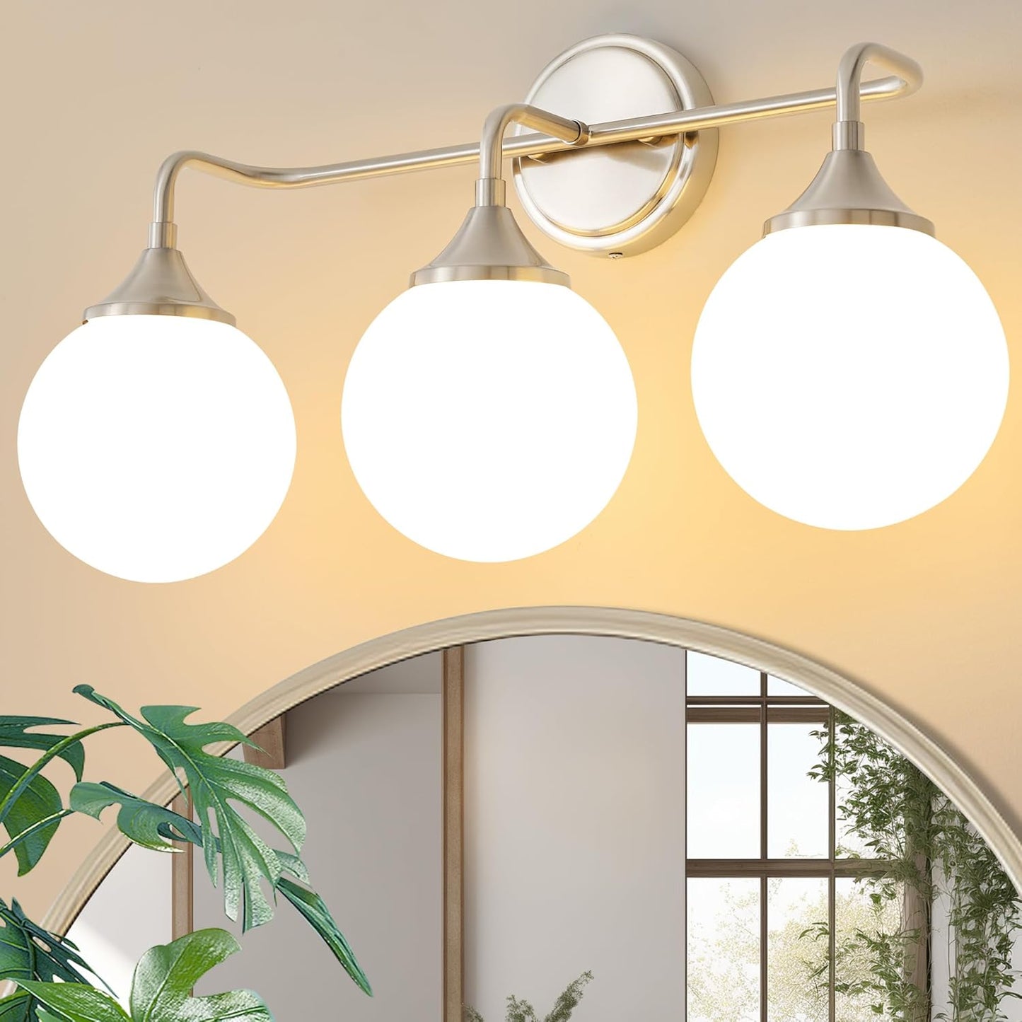 Brushed Nickel Vanity Lights Fixtures for Modern Bathroom Design