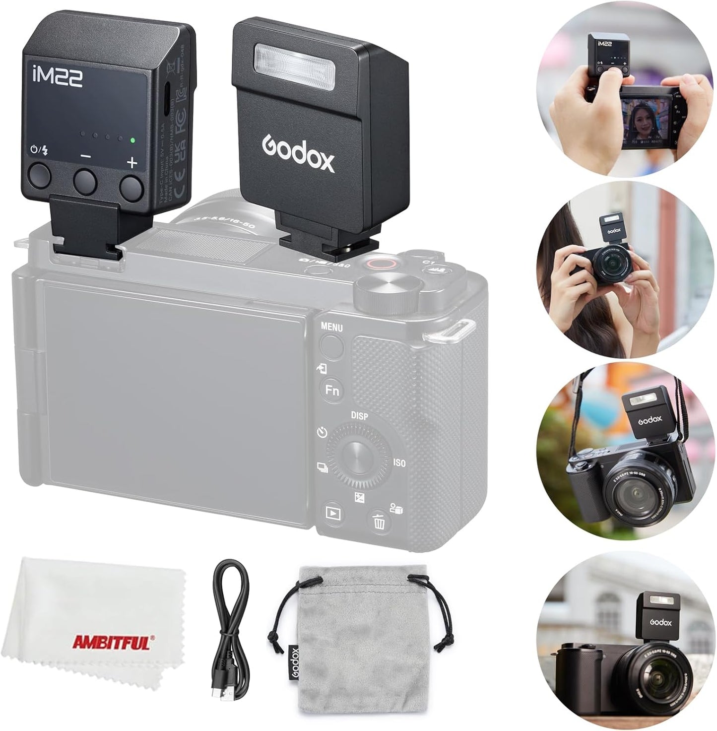 Godox iM22 Mini Flash Speedlite for Fuji, Sony, Nikon, Canon